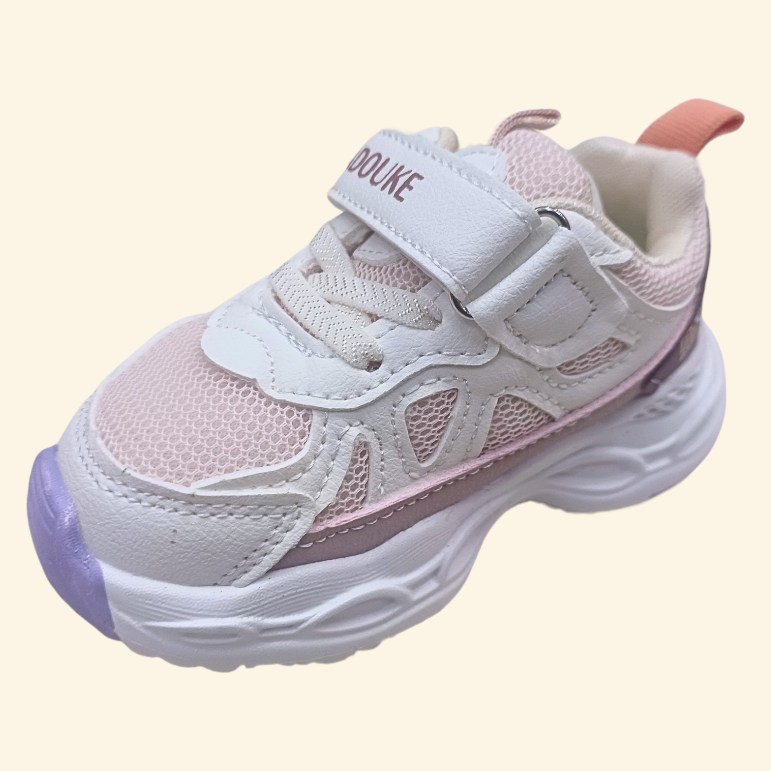 Smile Baby Girls Pink LED Light-Up Sneakers – Mesh & PU Sports Shoes with Hook & Loop Strap (18 Months – 4.5 Years)