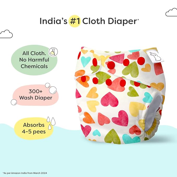 SuperBottoms Reusable Cloth Diaper with Absorbent Inserts | Adjustable & Washable Baby Diaper | Eco-Friendly & Leak-Proof