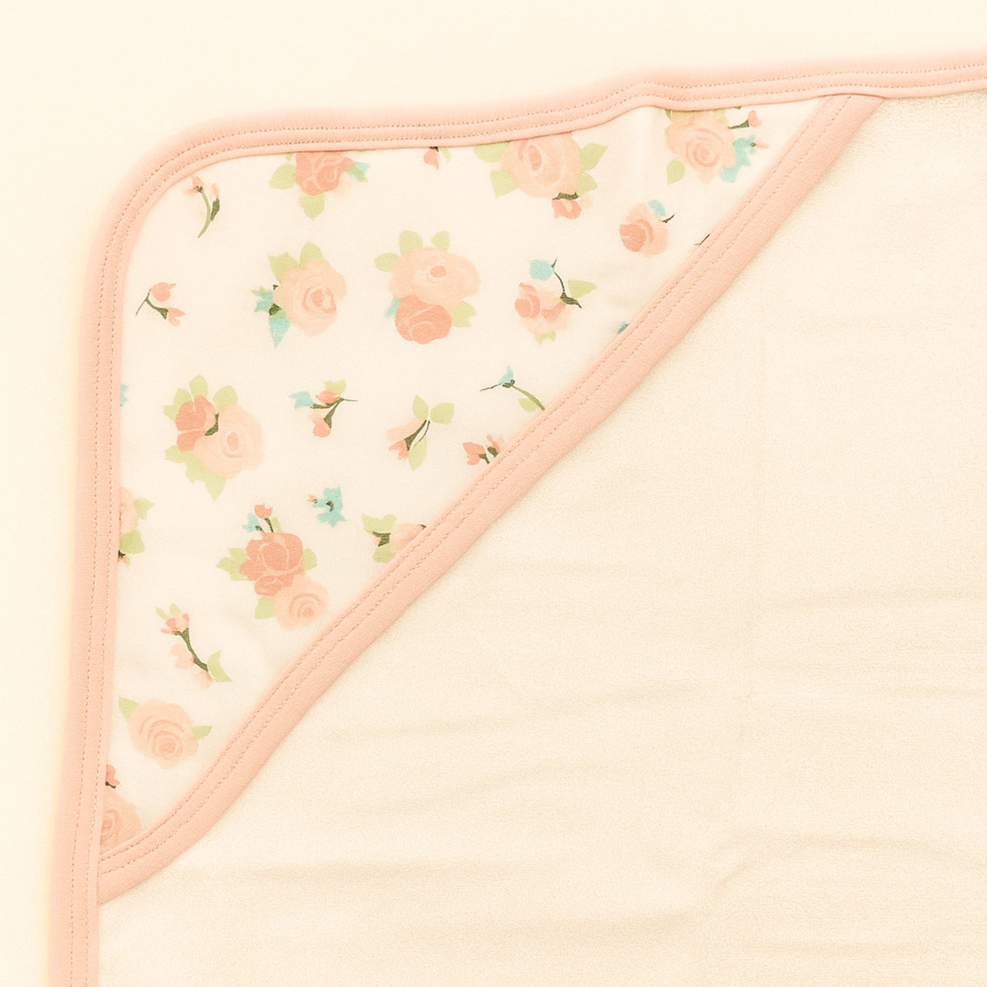 Smile Baby Ultra Soft Hooded Baby Towel | 100% Cotton Bath Towel with Floral Print & Peach Border | Lightweight, Absorbent & Gentle for Newborns & Infants (0-12 Months)