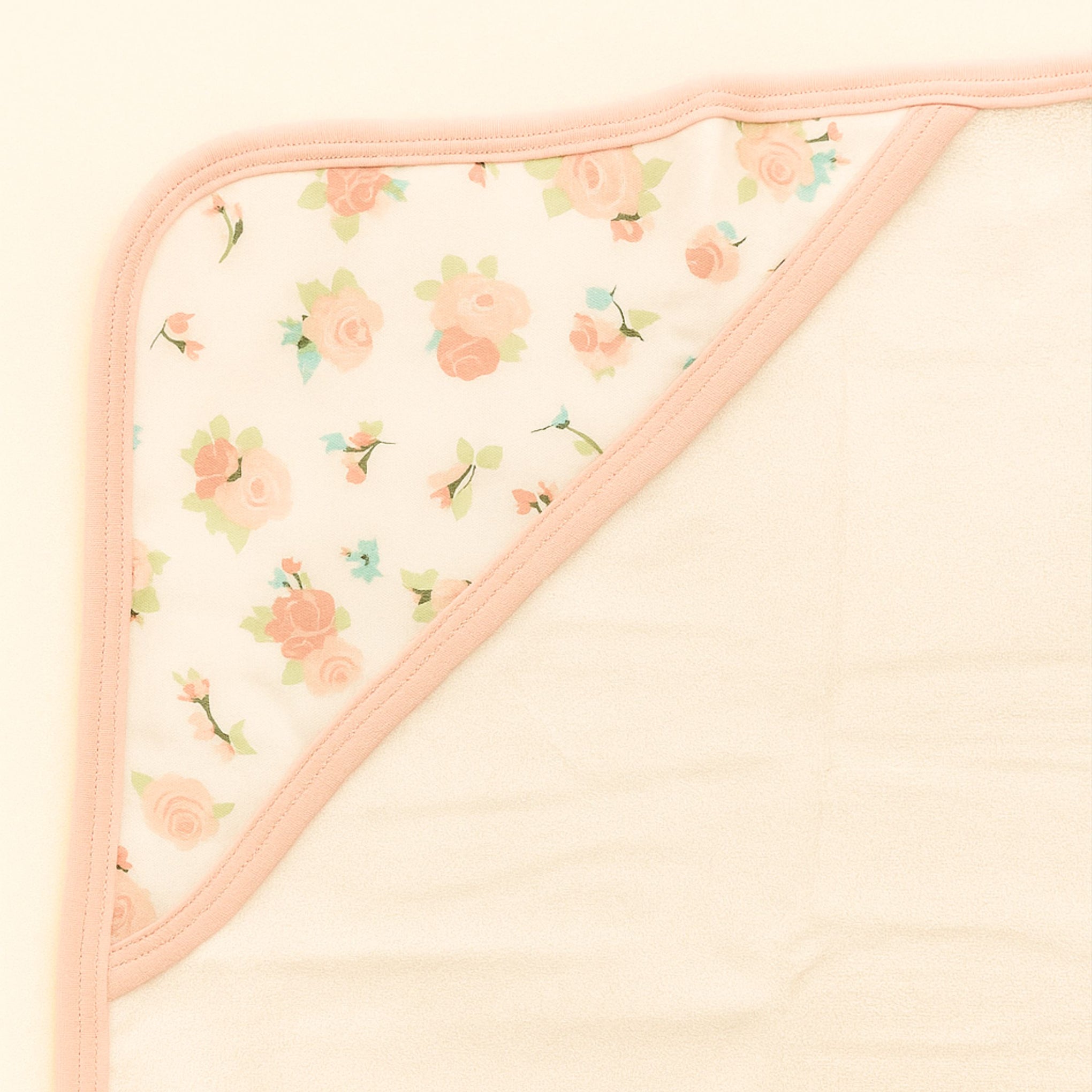 Smile Baby Ultra Soft Hooded Baby Towel | 100% Cotton Bath Towel with Floral Print & Peach Border | Lightweight, Absorbent & Gentle for Newborns & Infants (0-12 Months)