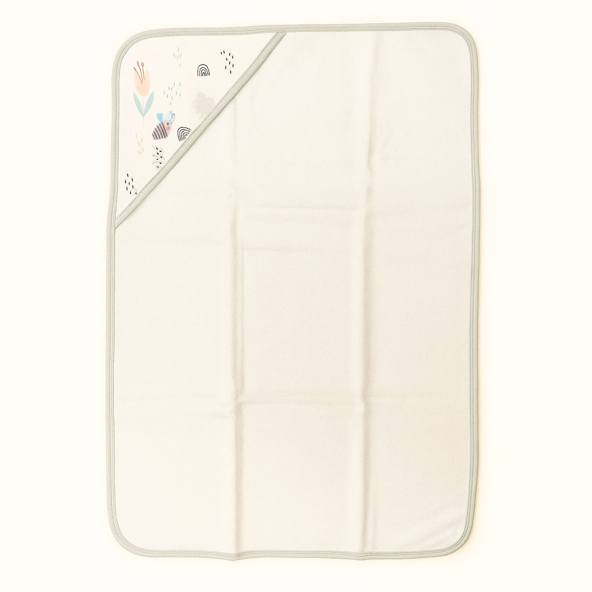 Smile Baby Ultra Soft Hooded Baby Towel | 100% Cotton Baby Bath Towel with Cute Bee & Floral Print | Lightweight, Absorbent & Gentle on Skin | Grey Border | For Newborns & Infants (0-12 Months)