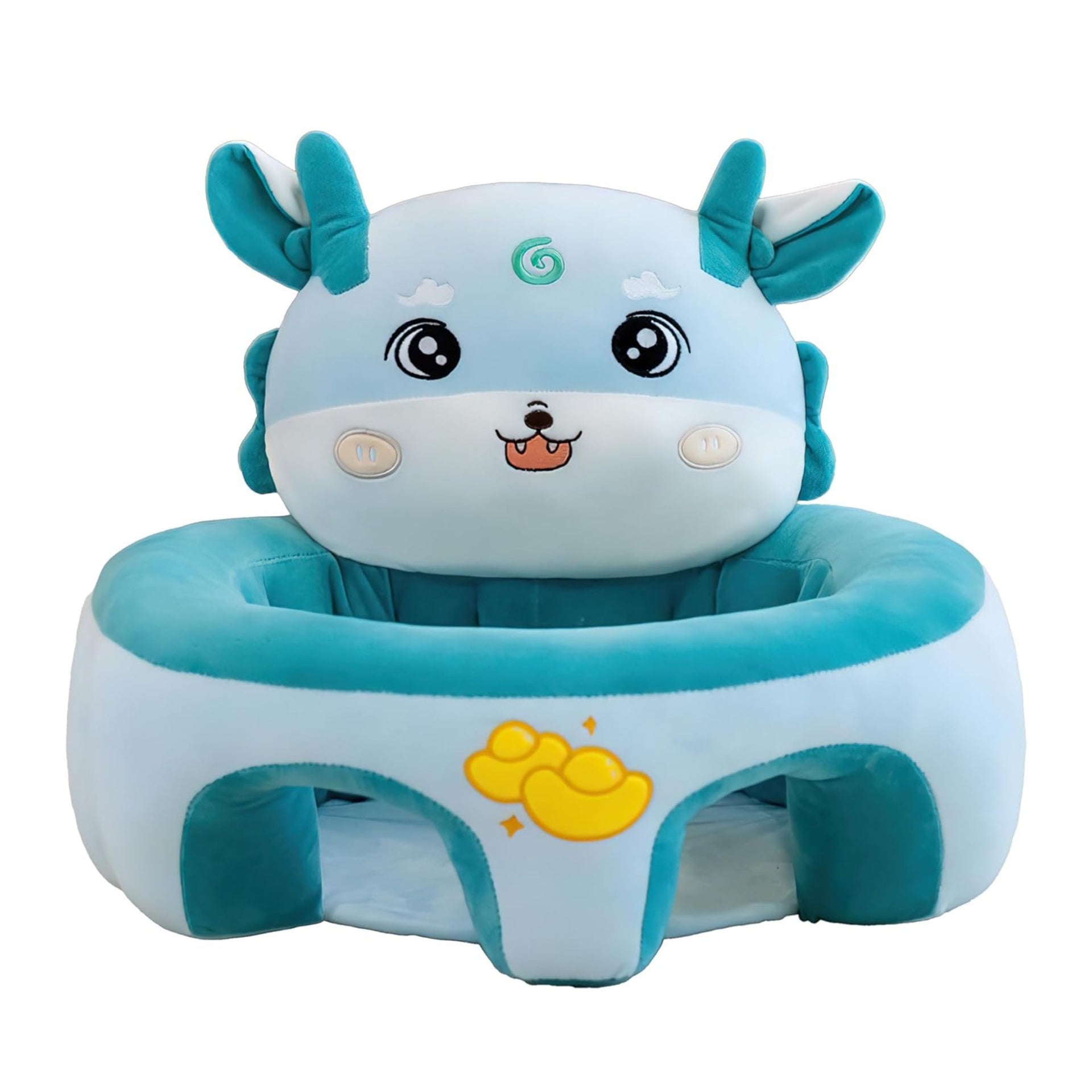 Smile Baby Adorable Toddler Sitting Sofa Chair with Cozy Plush Infant Support Seat for Babies 3-12 Months to Learn to Sit | Round Shape blue color beer design