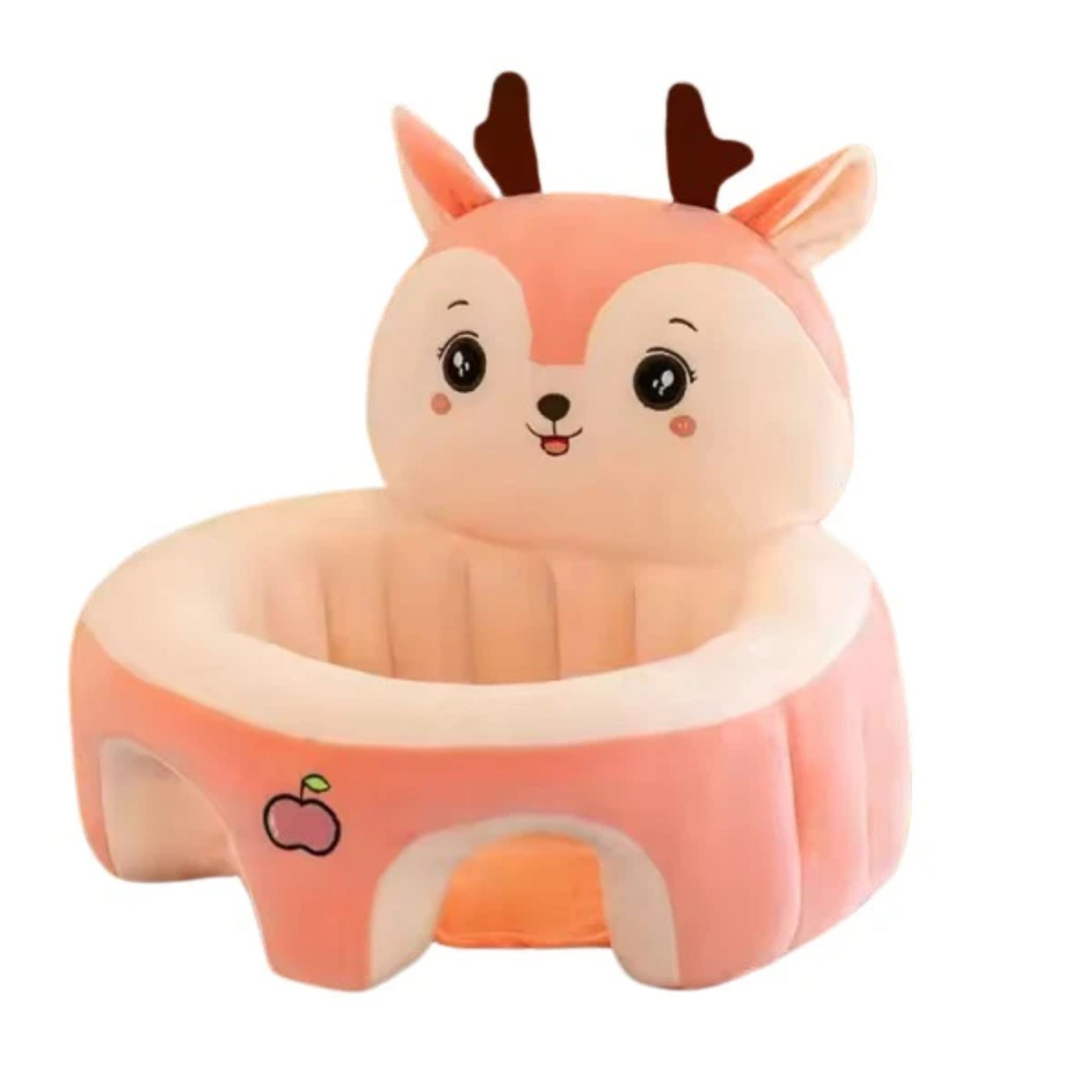 Smile Baby Adorable Toddler Sitting Sofa Chair with Cozy Plush Infant Support Seat for Babies 3-12 Months to Learn to Sit | round shape , deer design , pitch and pink color