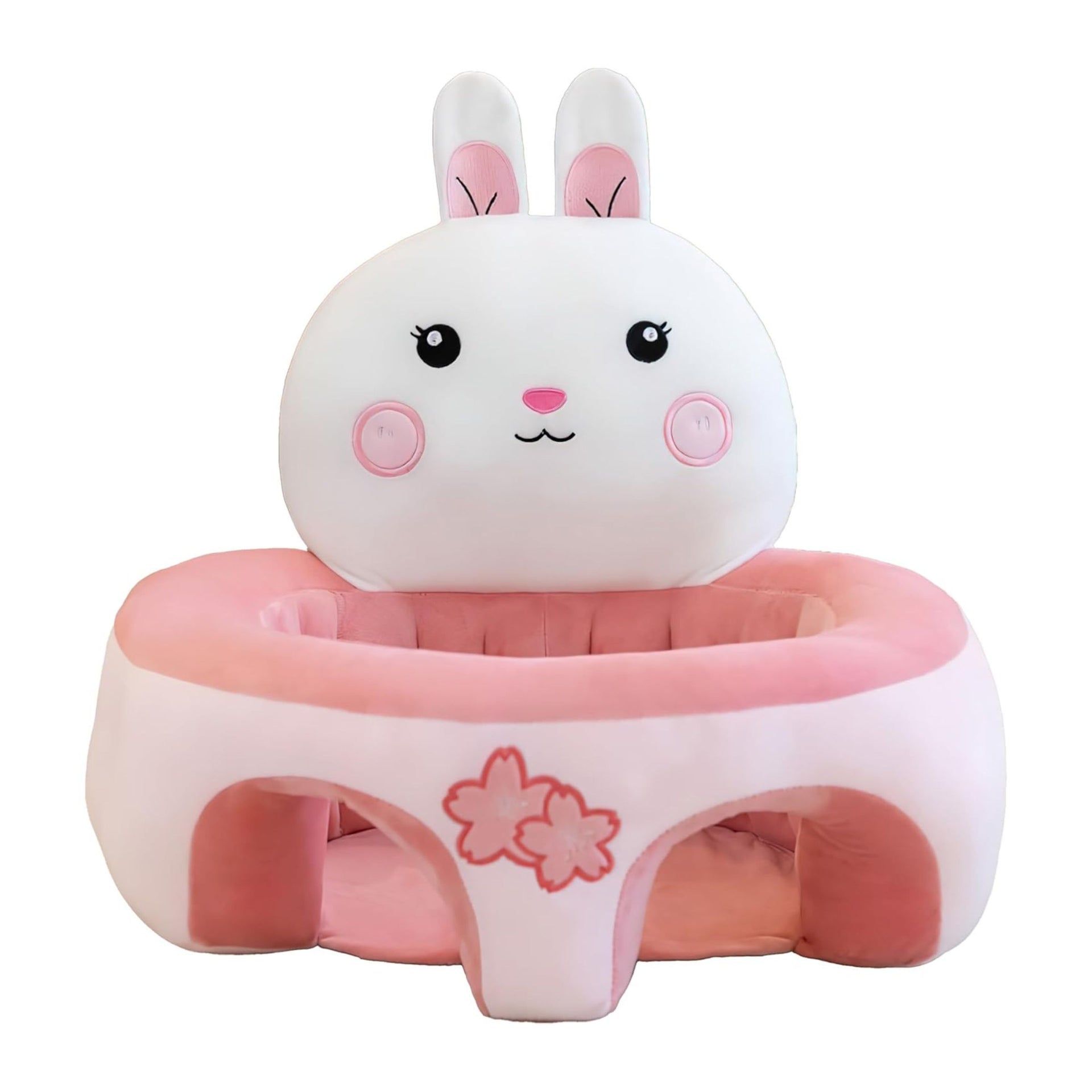 Smile Baby Adorable Toddler Sitting Sofa Chair with Cozy Plush Infant Support Seat for Babies 3-12 Months to Safely Learn to Sit(Pink COLOR  Rabbit shape design , round shape )