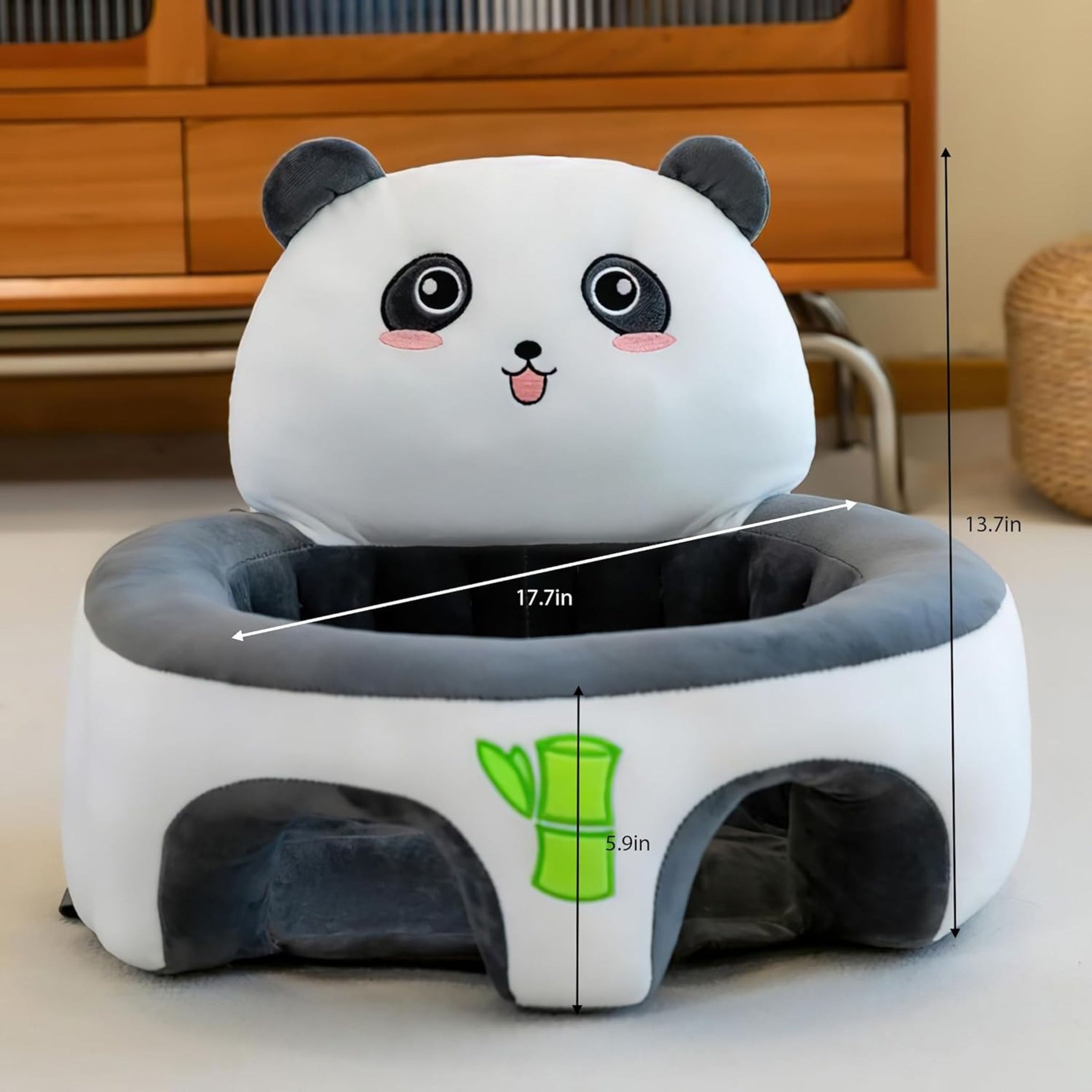 Smile Baby Adorable Toddler Sitting Sofa Chair with Cozy Plush Infant Support Seat for Babies 3-12 Months to Safely Learn to Sit ( Panda design , cream/d.grey color )