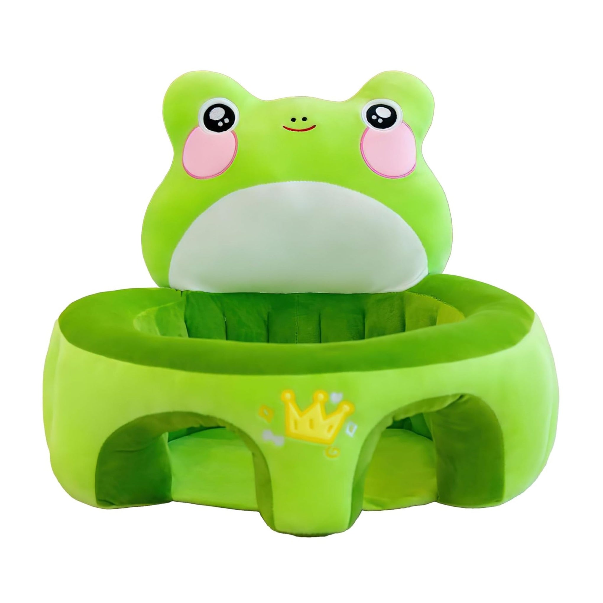 Smile Baby Adorable Toddler Sitting Sofa Chair with Cozy Plush Infant Support Seat for Babies 3-12 Months to Safely Learn to Sit| round shape  | green color | frog design