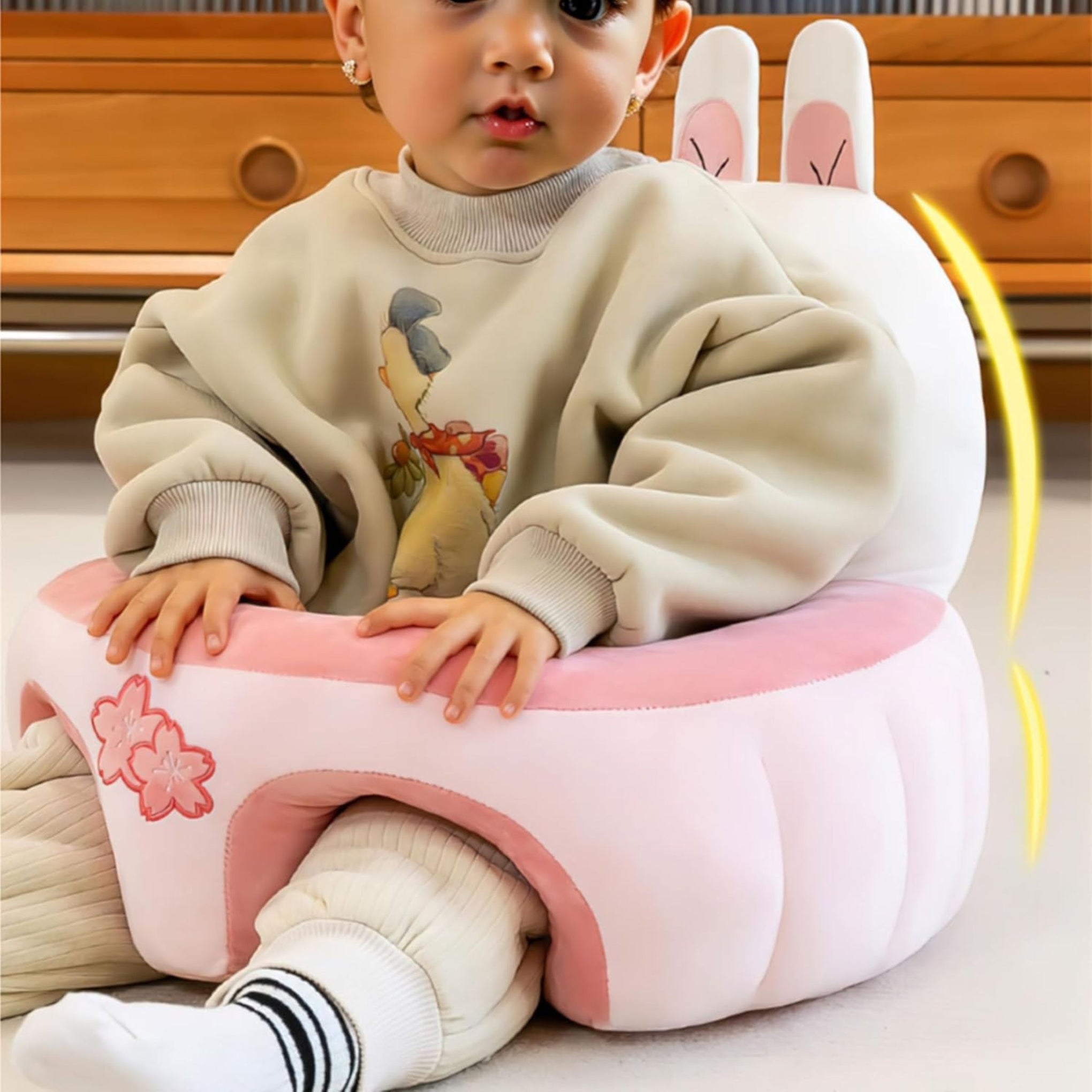 Smile Baby Adorable Toddler Sitting Sofa Chair with Cozy Plush Infant Support Seat for Babies 3-12 Months to Safely Learn to Sit| round shape  | green color | frog design