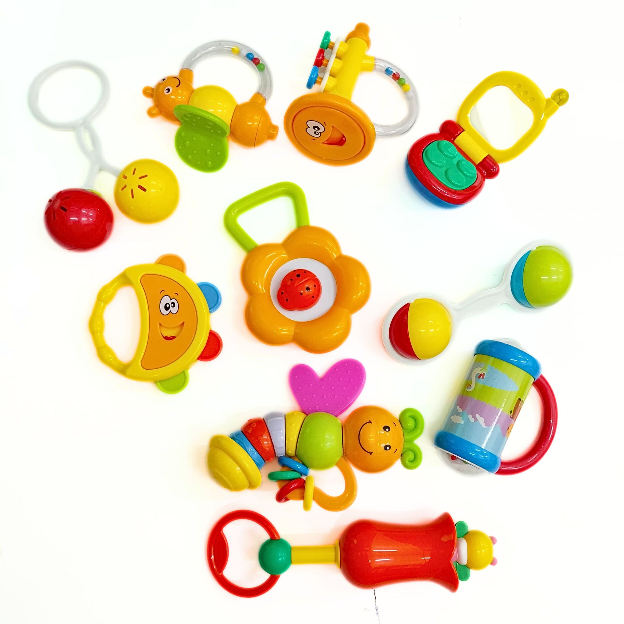 Smile Baby 10-in-1 Colorful Rattle Toy Set for Infants – BPA-Free, Lightweight & Safe | Sensory Development Toys