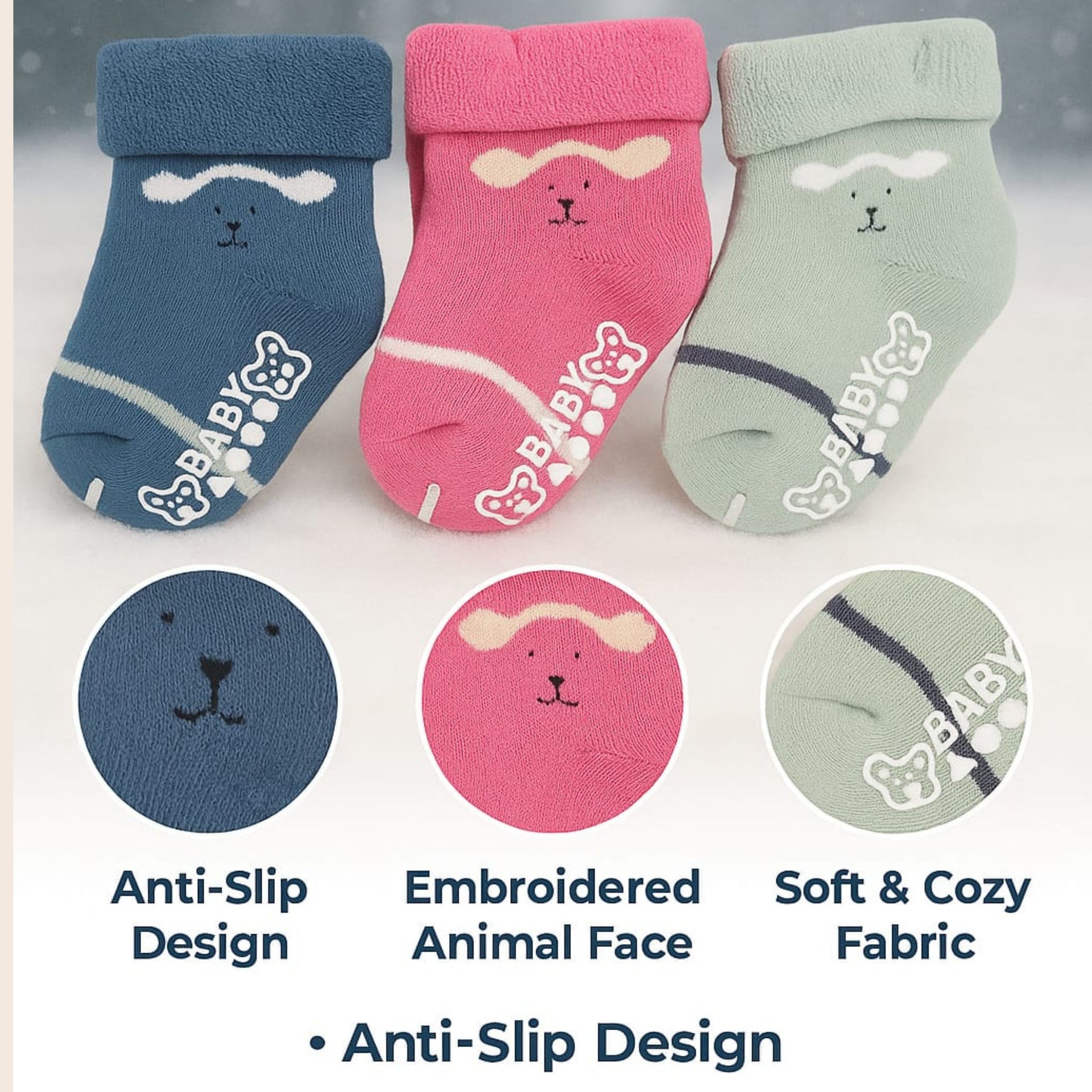 SMILE BABY New Born Baby socks – Soft, Warm & Non-Slip Socks for Infants (0–12 Months)