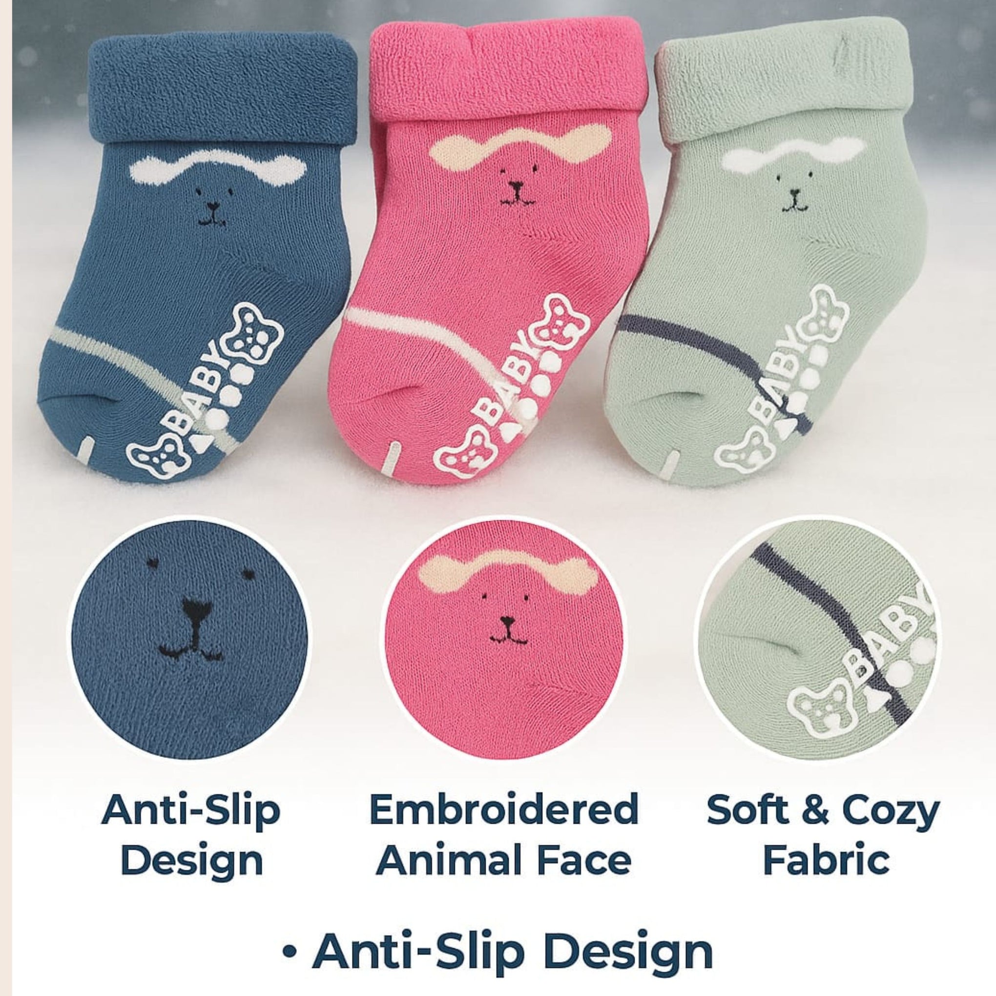 SMILE BABY New Born Baby socks – Soft, Warm & Non-Slip Socks for Infants (0–12 Months)