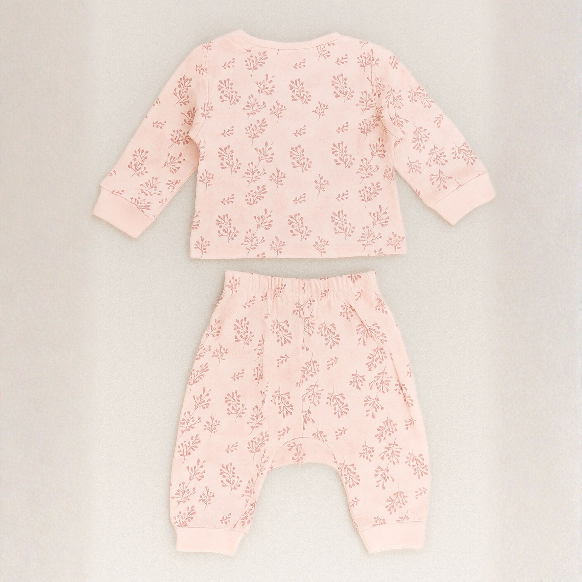 OLLYPOP Baby Girls Floral Printed Top & Bottom Set – “Pretty One” – Cream & Pink | Sizes 3–9 Months