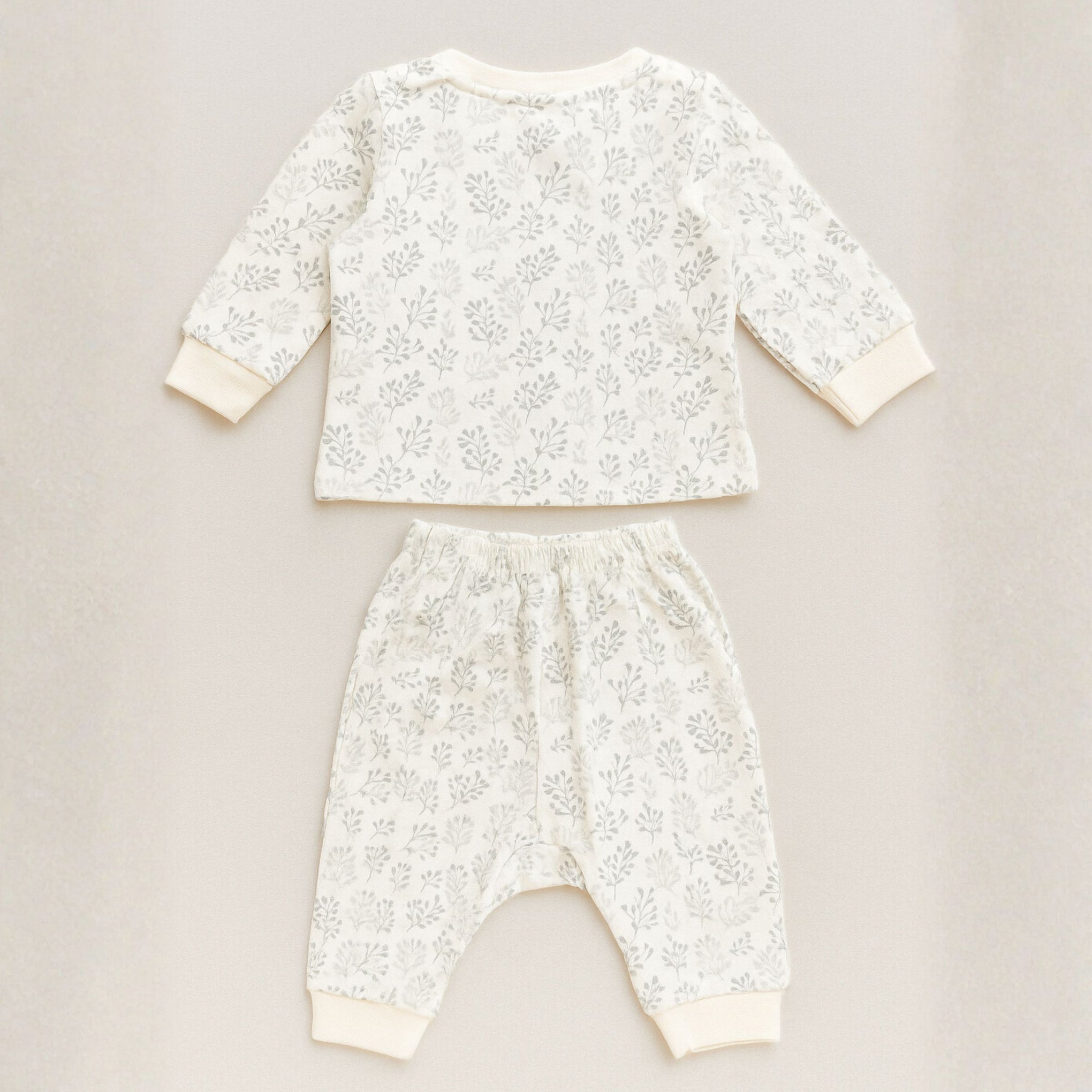 OLLYPOP Baby Girls Floral Printed Top & Bottom Set – “Pretty One” – Cream & Pink | Sizes 3–9 Months