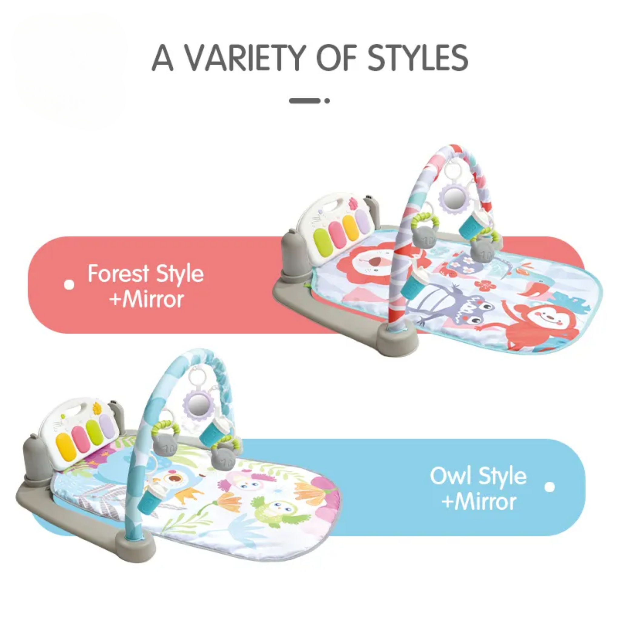 Smile Baby High Quality Baby Bluetooth Play Mat Toy Frog Piano Gym Mat Electronic Play Mat Musical Toy With Ring Toy for Babies (Owl Style ,Blue)