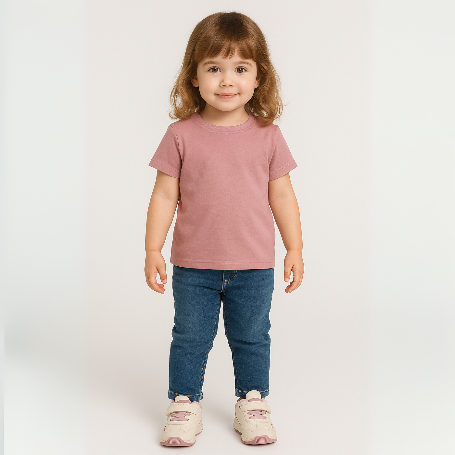Smile Baby Girls Beige & Pink Sneakers – Comfortable Velcro Casual Shoes
