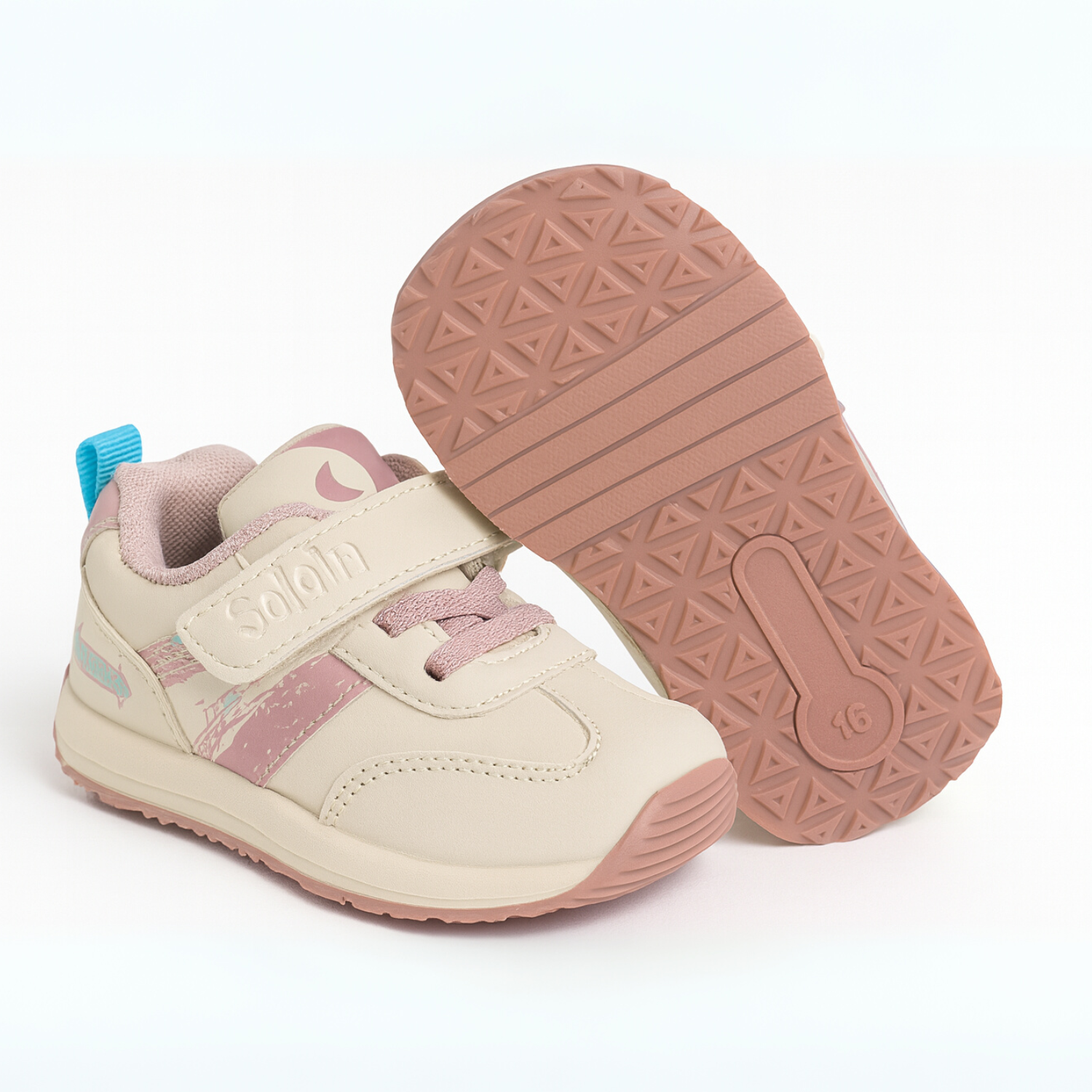 Smile Baby Girls Beige & Pink Sneakers – Comfortable Velcro Casual Shoes