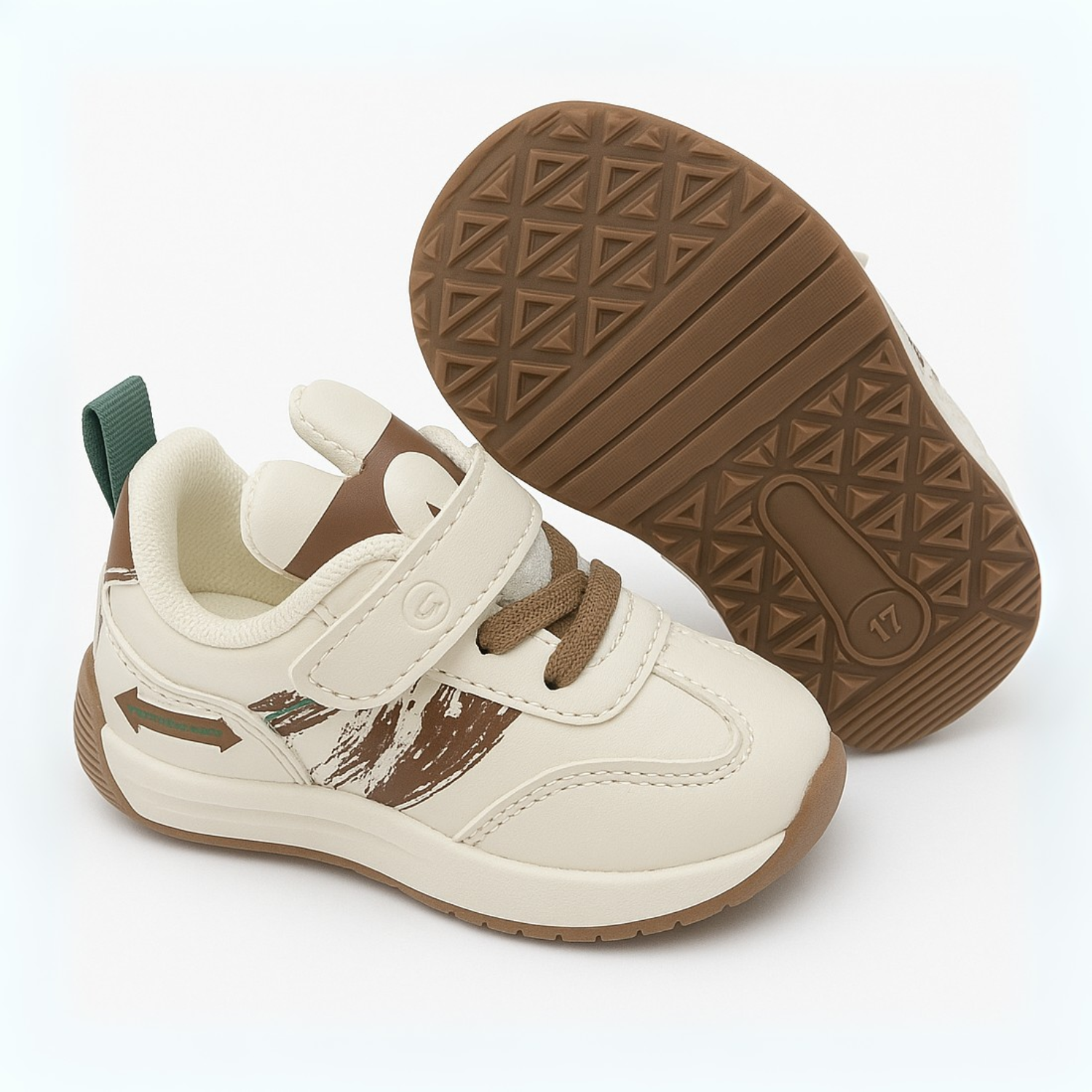 Smile Baby Boys Beige & Brown Sporty Sneakers with Velcro Strap