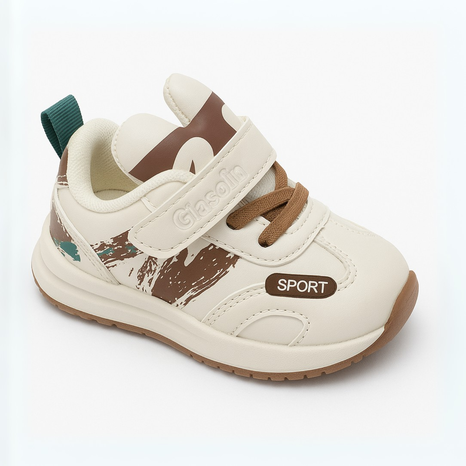 Smile Baby Boys Beige & Brown Sporty Sneakers with Velcro Strap