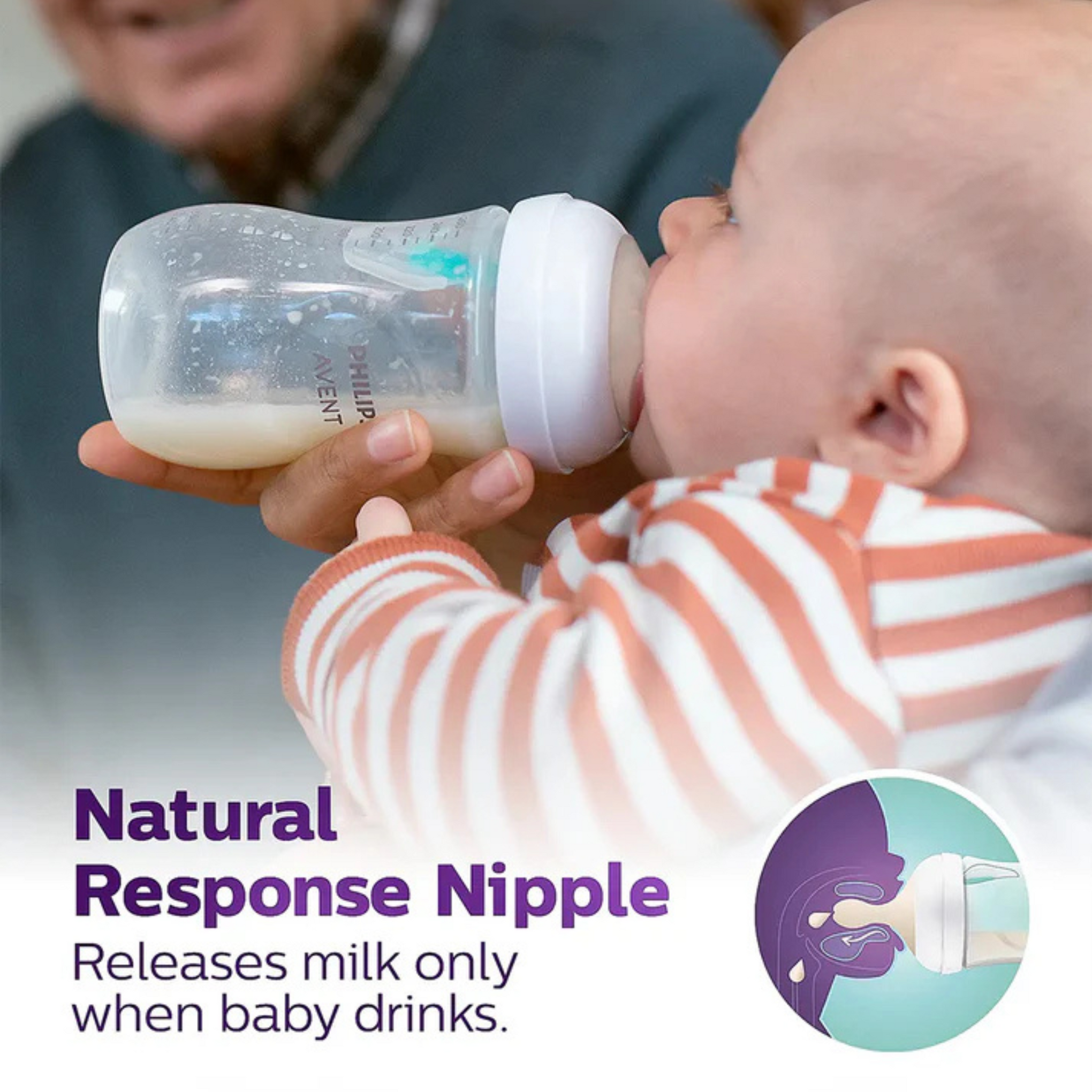 Philips Avent Natural Response Feeding Bottle-AirFree Vent-260 ml-With Flow 3 Nipple-Transparent-1M+
