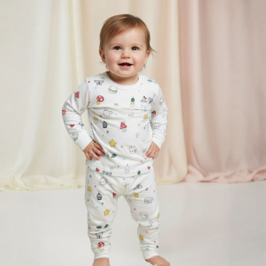 Ollypop Baby Girl Full Sleeves Cotton Printed Night Suit Set | Soft Sleepwear for 12 Months to 3 Years