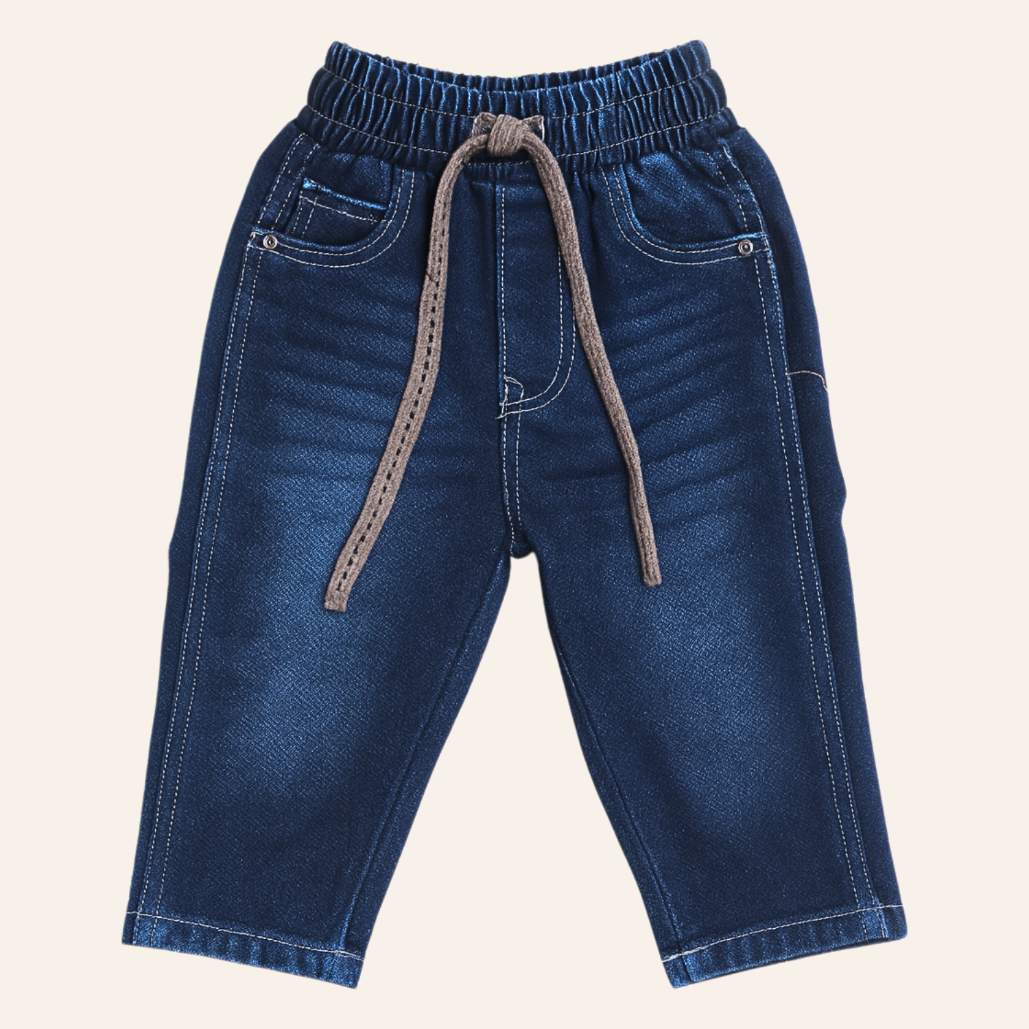 Smile Baby Boys Stretchable Denim Jogger Jeans with Drawstring – Comfort Fit for 18 Months to 14 Years