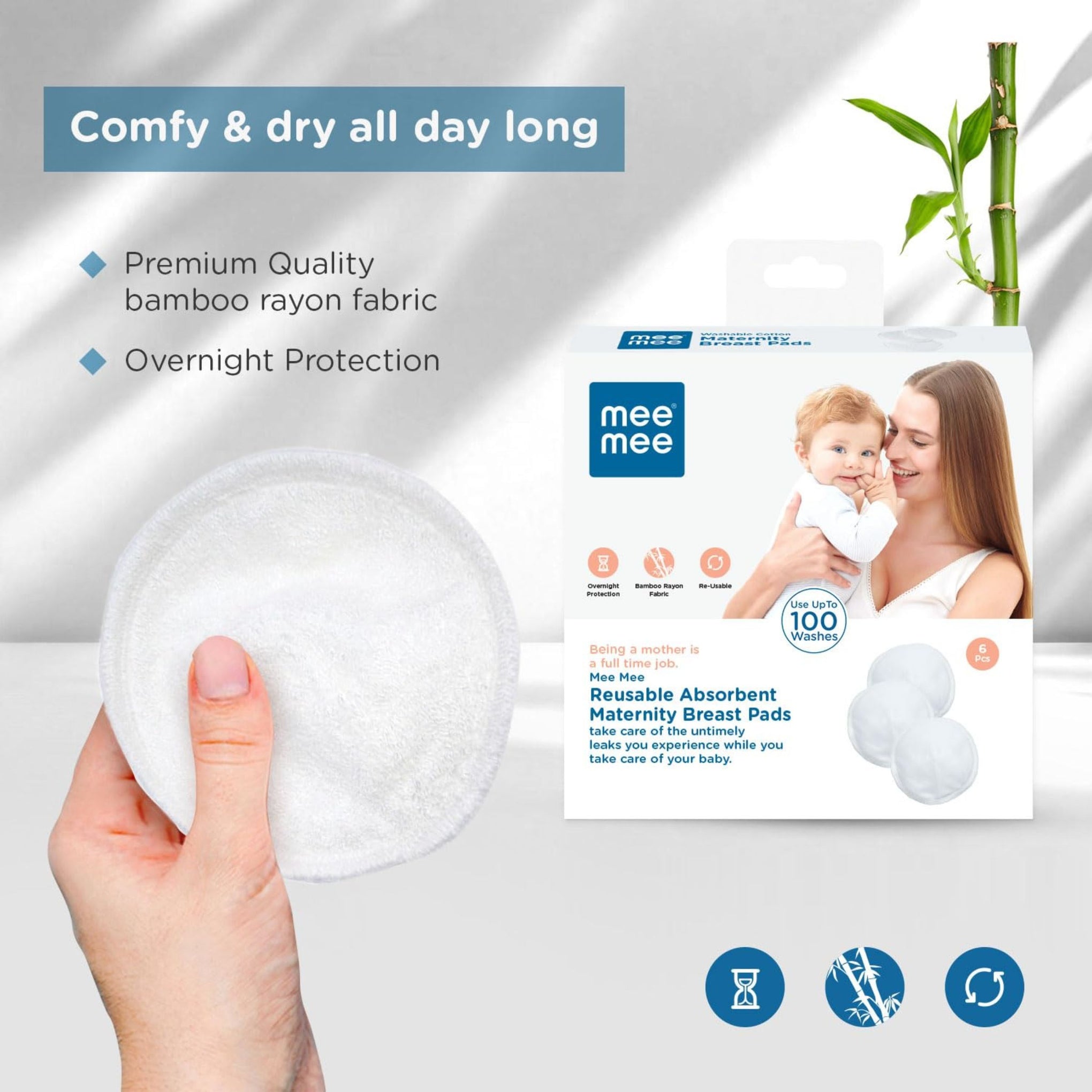 Mee Mee Breast Pad | Breast Pad for Feeding Mothers | 6 pcs Breast pad | CREAM COLOR