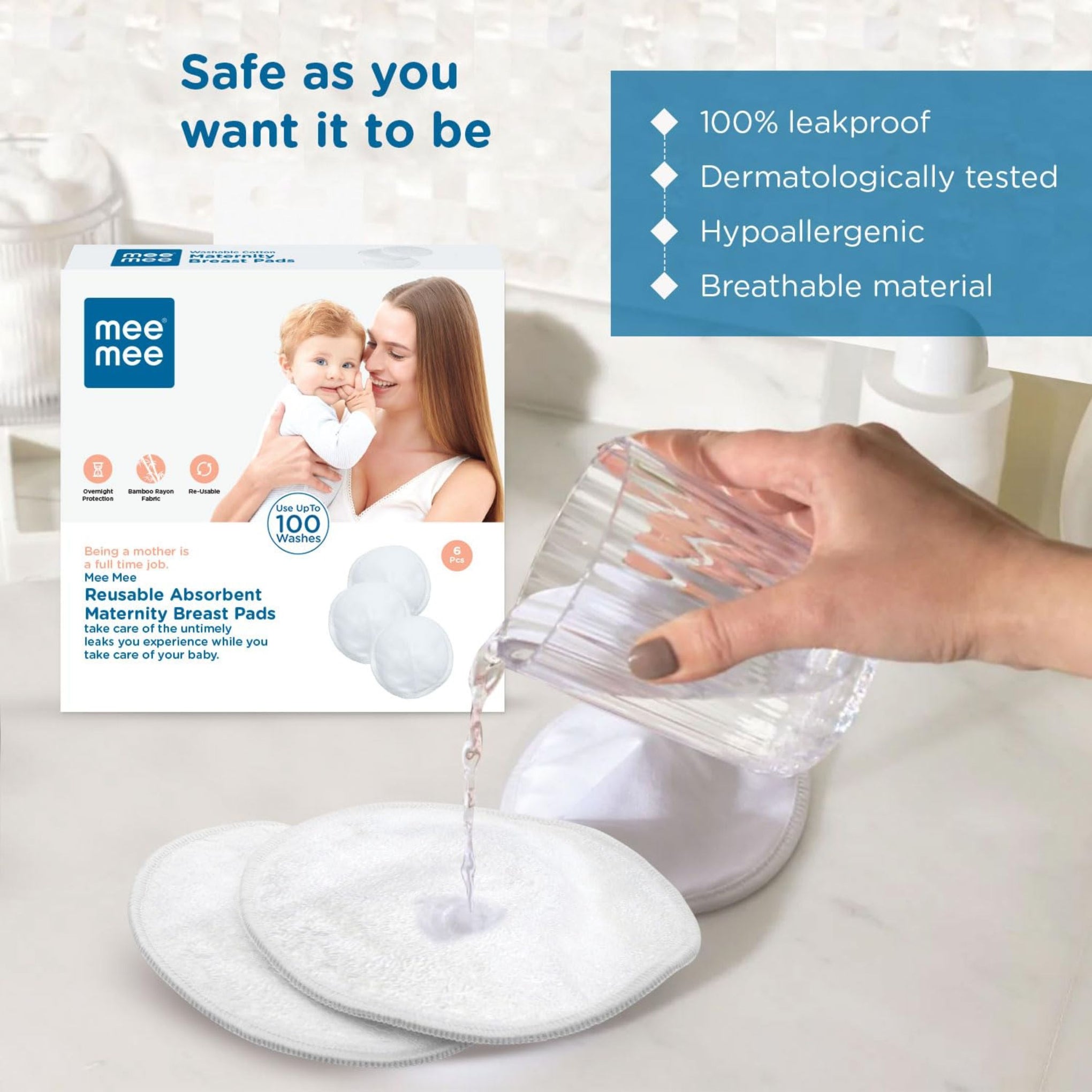 Mee Mee Breast Pad | Breast Pad for Feeding Mothers | 6 pcs Breast pad | CREAM COLOR