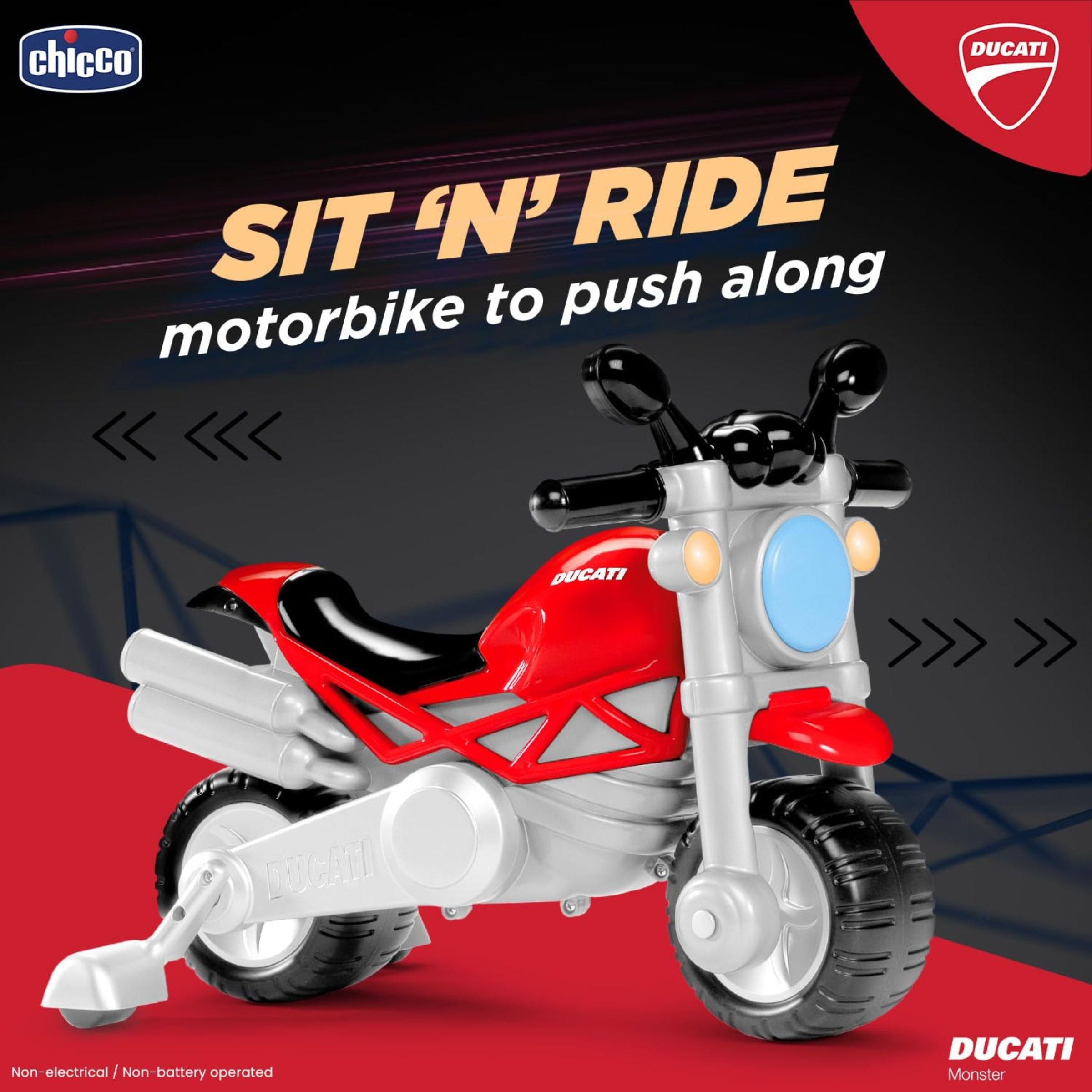 Chicco Toy | Ducati Monster Sit 'N' Ride Motorbike to Push
