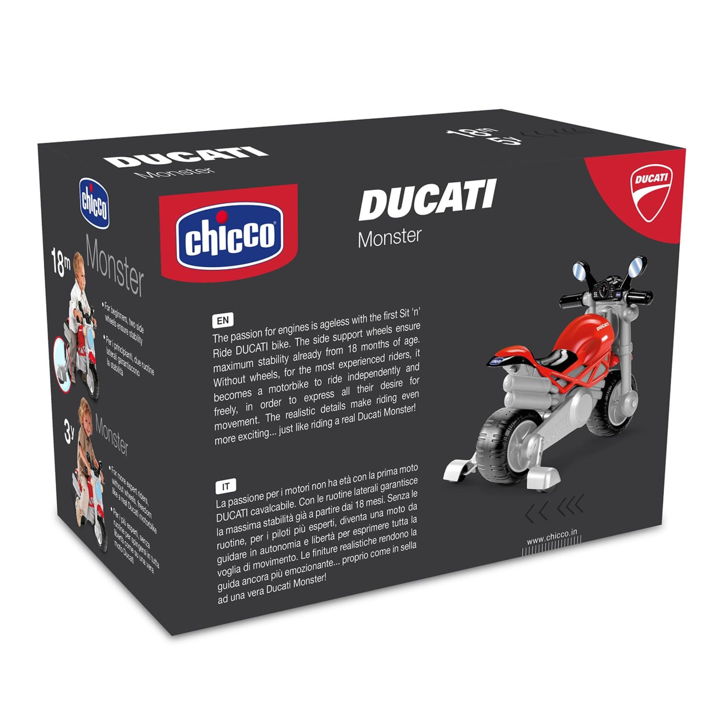 Chicco Toy | Ducati Monster Sit 'N' Ride Motorbike to Push
