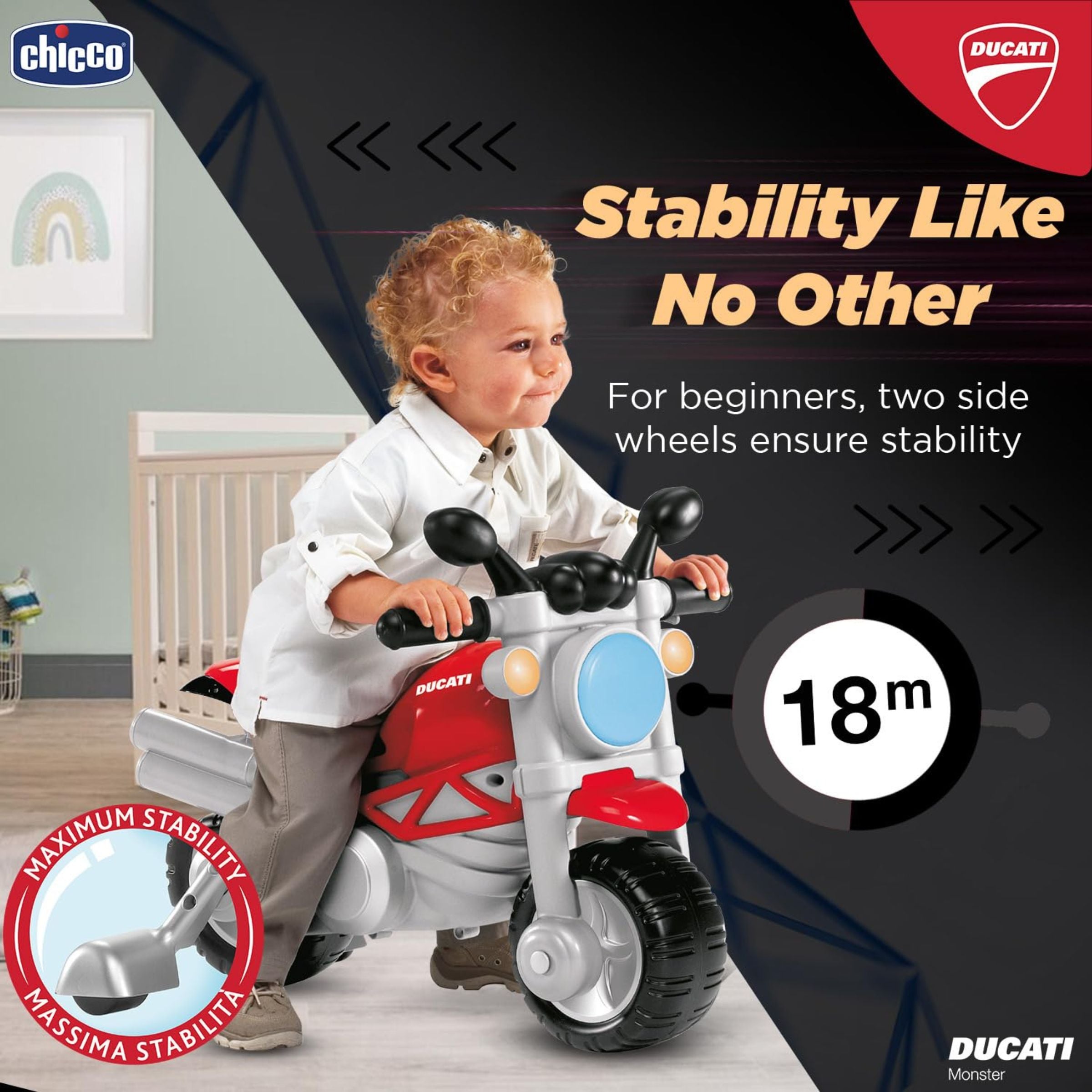 Chicco Toy | Ducati Monster Sit 'N' Ride Motorbike to Push