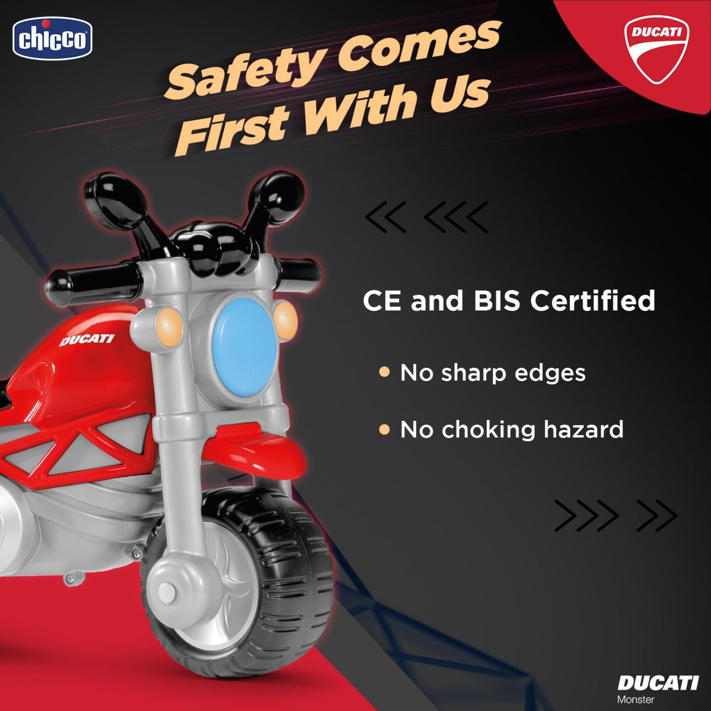 Chicco Toy | Ducati Monster Sit 'N' Ride Motorbike to Push