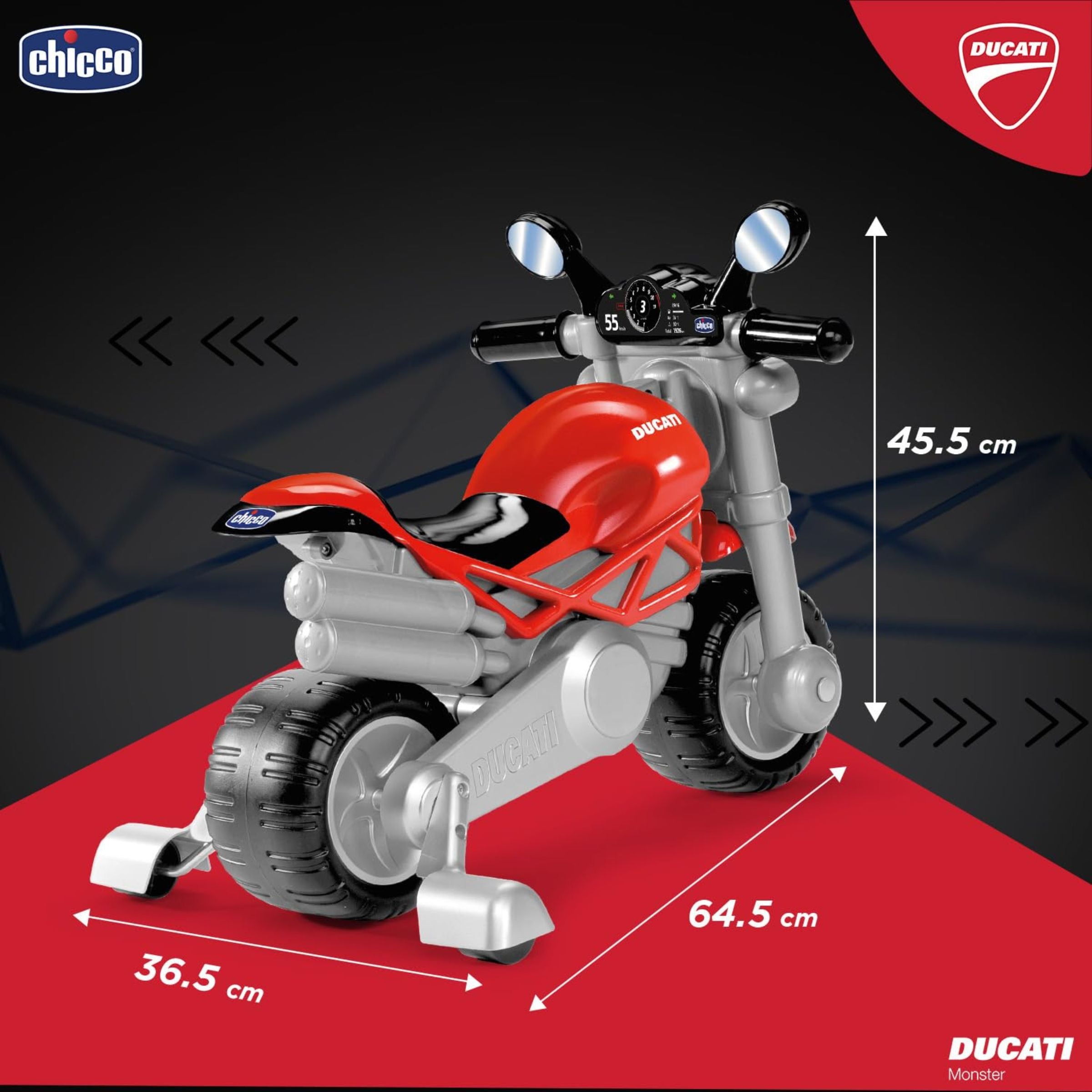 Chicco Ducati Monster キッズ用　バイク　モンスター Chicco Toy | Ducati Monster Sit 'N' Ride Motorbike to Push