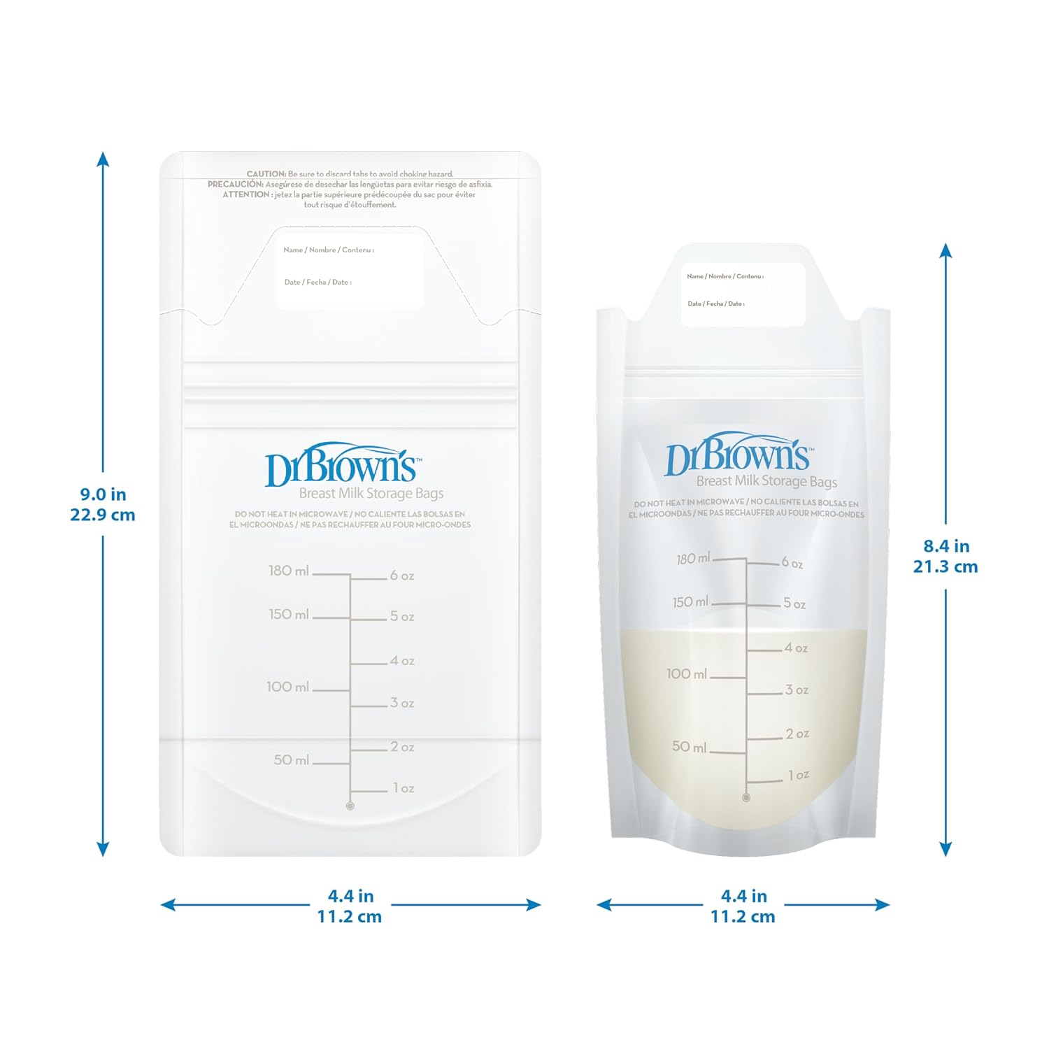 Dr. Brown's Breastmilk Storage Bags Pack of 25 | Pre-Sterilized Leak-Proof Breast Milk Storage Bags | BPA-Free | 180ml