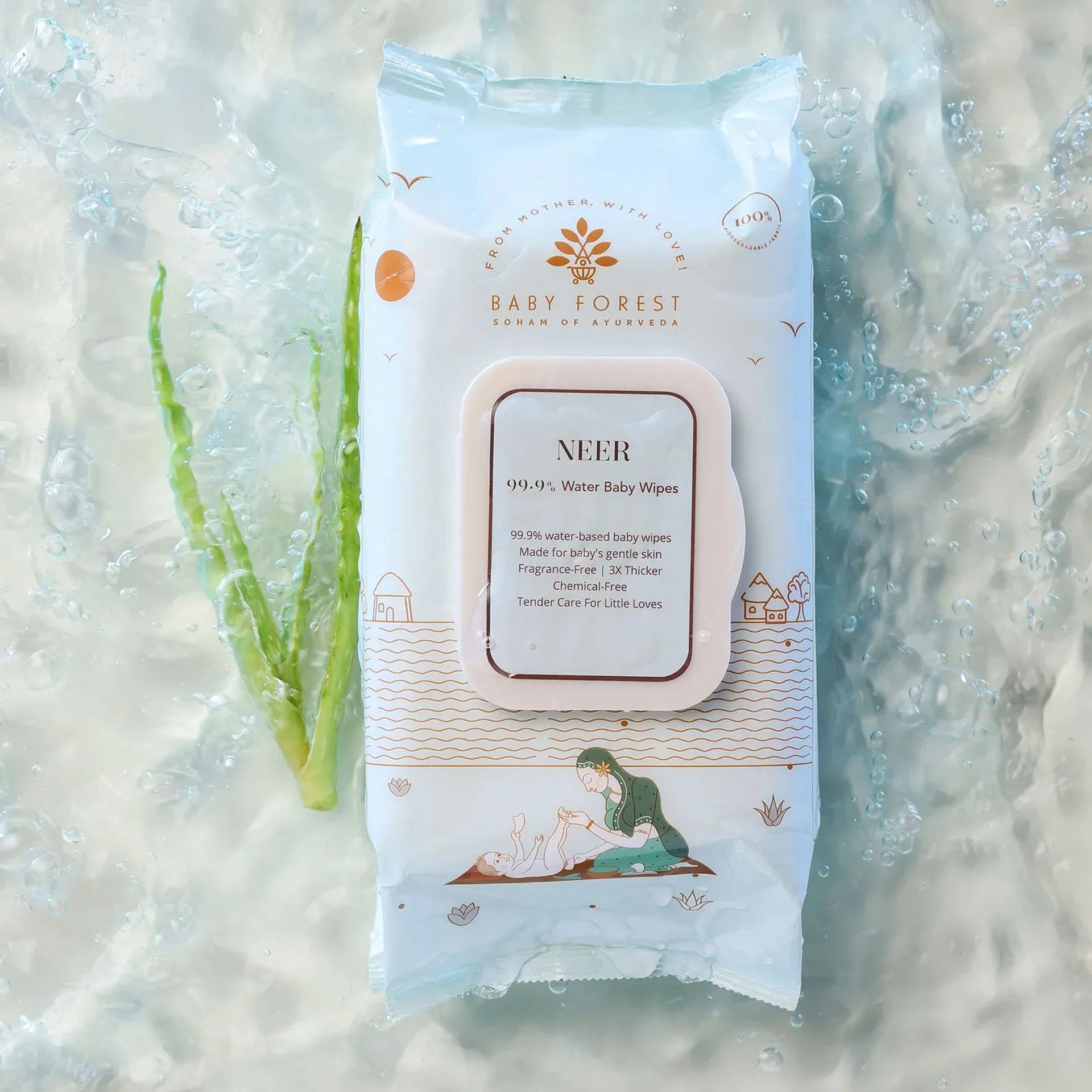 BABY FOREST Neer 99.9% Water Baby Wipes - 72 Wipes & 10Wipes