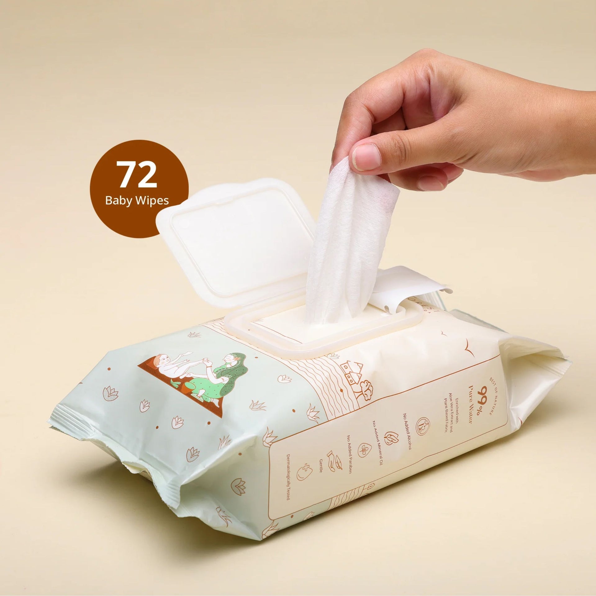 Baby Forest Mulmul Baby Wipes | Water-Based & Aloe Vera Infused | Gentle Wipes for Newborns & Babies