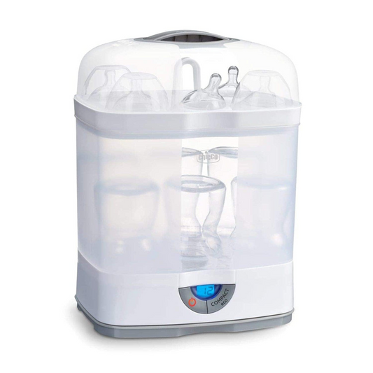 Chicco 3 in1 Steam Sterilizer (Microwave Compatible) | 6 Bottles | Kills 99.9% Of Germs | Stay Sterilized upto 24hrs | 5 Min Fast Sterilization |Auto Switch Off | Portable & Travel Friendly