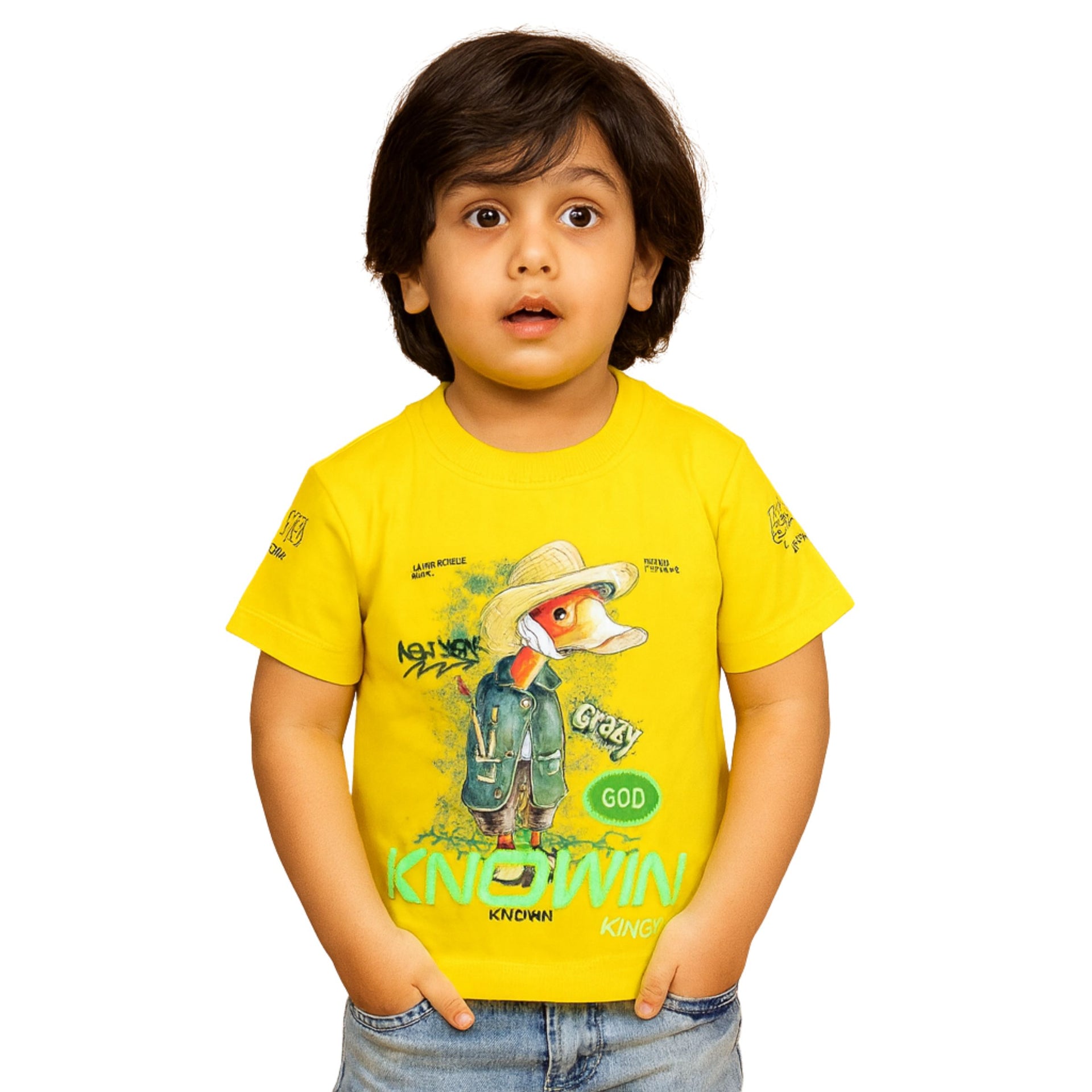 Smile Baby Yellow Cartoon Graphic T-Shirt for Baby Boys – 12