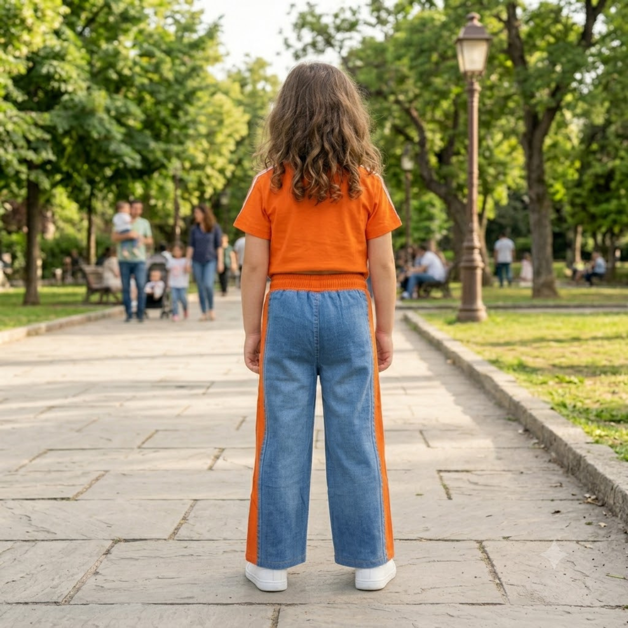 SMILE BABY Girls Donald Duck Printed Co-ord Set | Cotton Blend T-Shirt with Wide Leg Denim Look Pants | Casual Outfit | Sizes 28-38 (Age 6-14 Years)