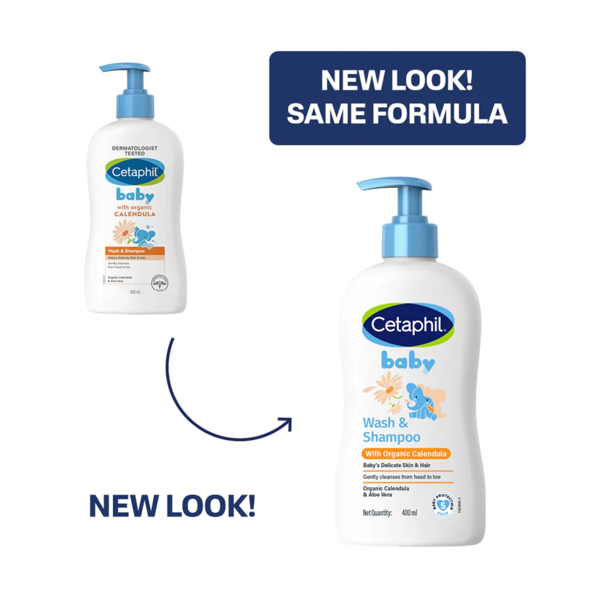 Cetaphil Baby Wash & Shampoo with Organic Calendula & Aloe Vera – Tear-Free Gentle Cleanser for Baby’s Skin & Hair, 400 ml