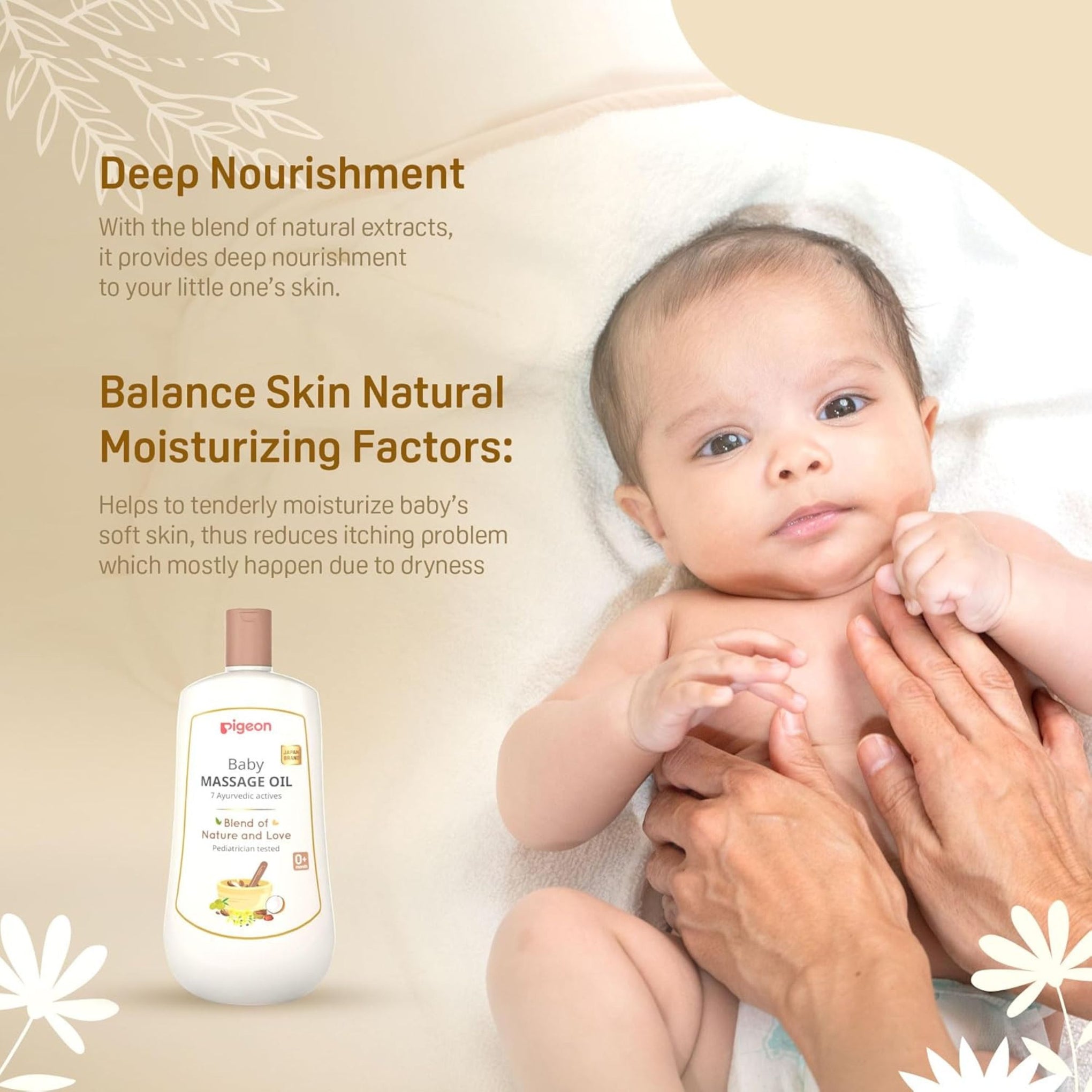 Pigeon Baby Massage Oil with 7 Ayurvedic Actives | Deep Nourishment & Gentle Care | Pediatrician Tested | Suitable from 0+ Months | 200 ml