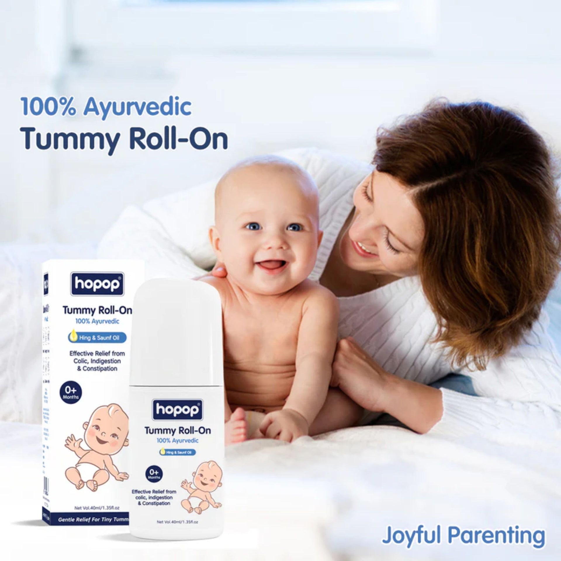 Hopop Tummy Roll-On for Babies | 100% Ayurvedic Relief from Colic, Gas & Indigestion | Hing & Saunf Oil | 0+ Months