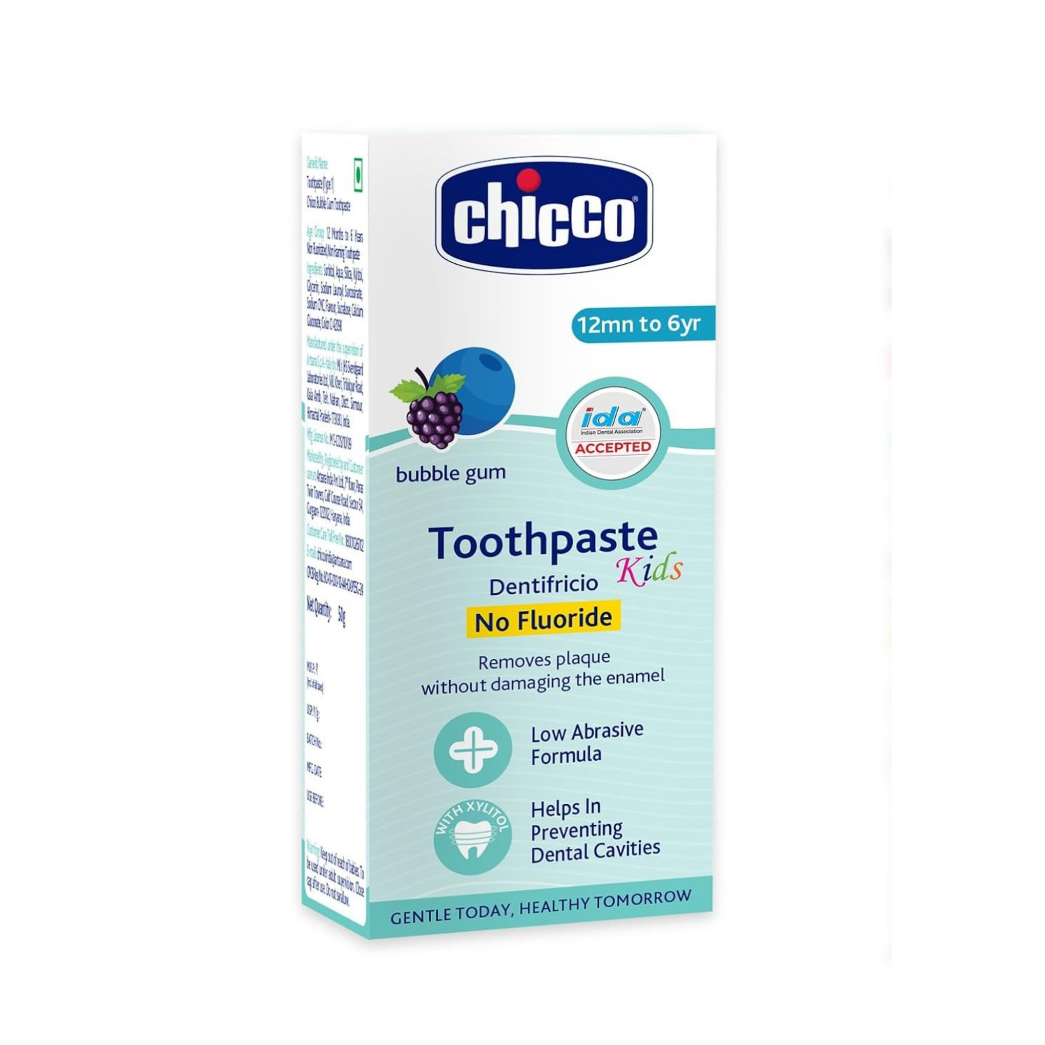 Chicco Toothpaste Bubble Gum 1-6Y 50g No Fluoride