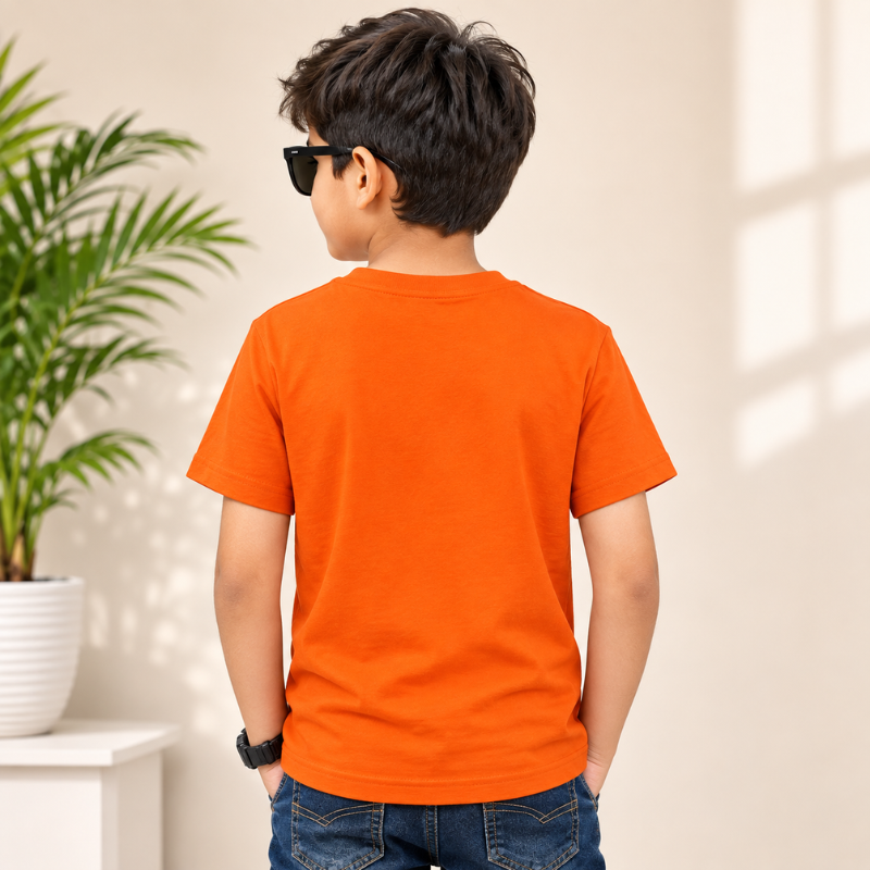 Boys Orange Graphic T-Shirt – Work Hard Dream Big | SMILE BABY 