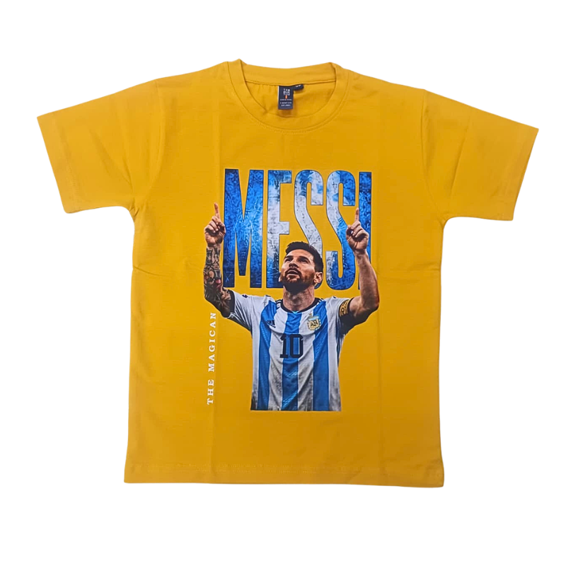 Boys Yellow Messi Graphic T-Shirt | Football Printed Kids T-Shirt – SMILE BABY 