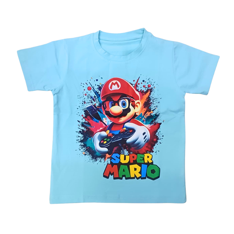 Boys Blue Super Mario Graphic T-Shirt | Kids Printed T-Shirt – SMILE BABY 
