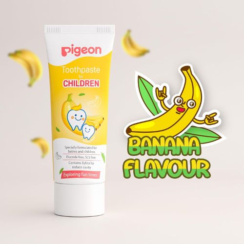 Pigeon Banana Flavor Toothpaste – Gentle, Specially Formulated for babies & Children, Fluoride Free & SLS Free - 45 g (Pack of 1)