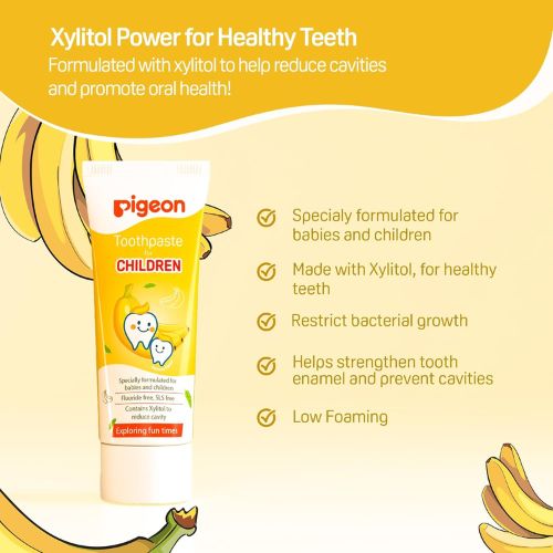 Pigeon Banana Flavor Toothpaste – Gentle, Specially Formulated for babies & Children, Fluoride Free & SLS Free - 45 g (Pack of 1)