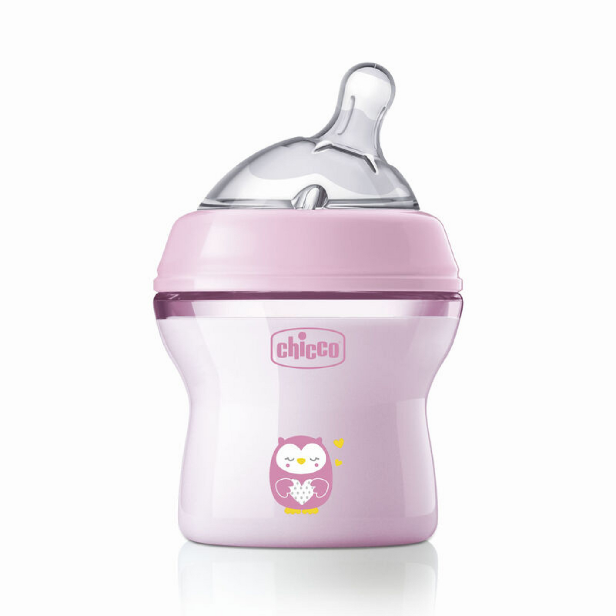 Chicco Natural Feeling Baby Milk Feeding Bottle with Wide Neck, Anti-Colic for Easy Milk Flow, For Babies & Toddlers 0m+ (Pink)