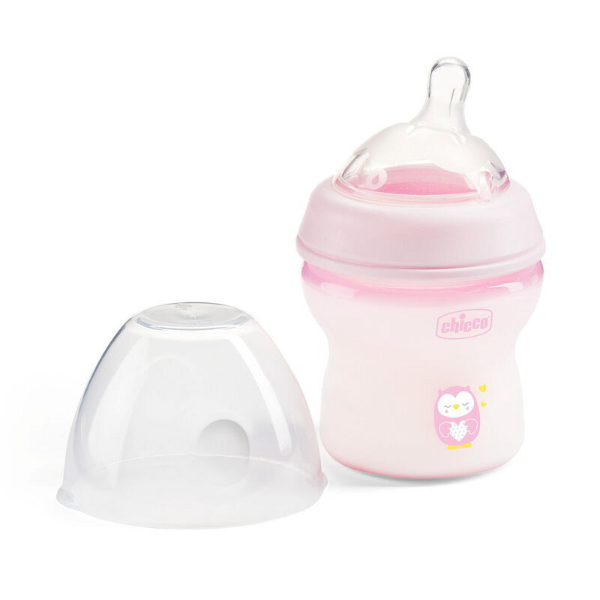 Chicco Natural Feeling Baby Milk Feeding Bottle with Wide Neck, Anti-Colic for Easy Milk Flow, For Babies & Toddlers 0m+ (Pink)