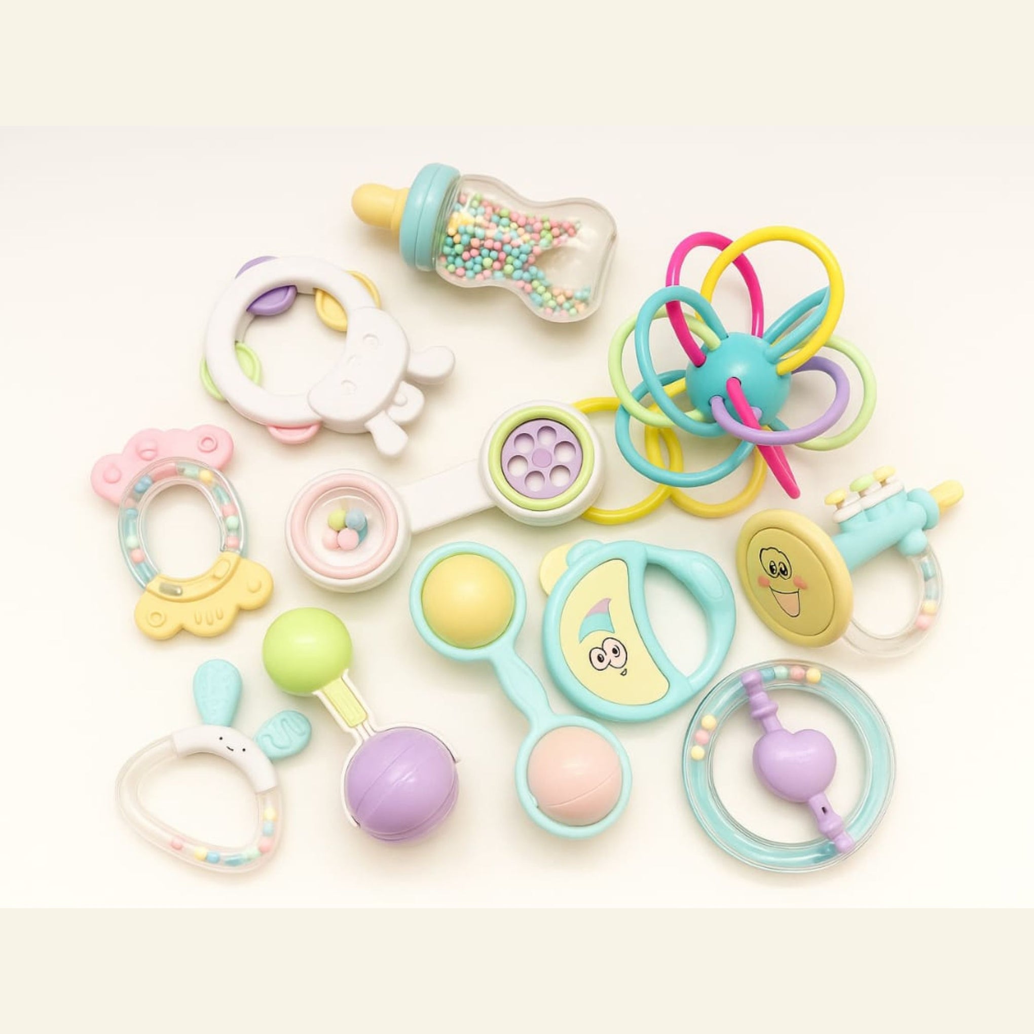 Smile Baby 11-Piece Baby Rattle & Teether Toy Set – BPA Free, Non-Toxic, Musical & Educational Toys for Newborns & Infants with Cute Bear Storage Box