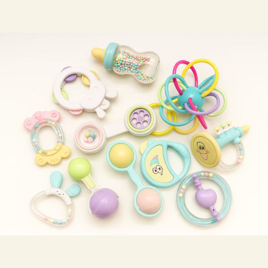 Smile Baby 11-Piece Baby Rattle & Teether Toy Set – BPA Free, Non-Toxic, Musical & Educational Toys for Newborns & Infants with Cute Bear Storage Box